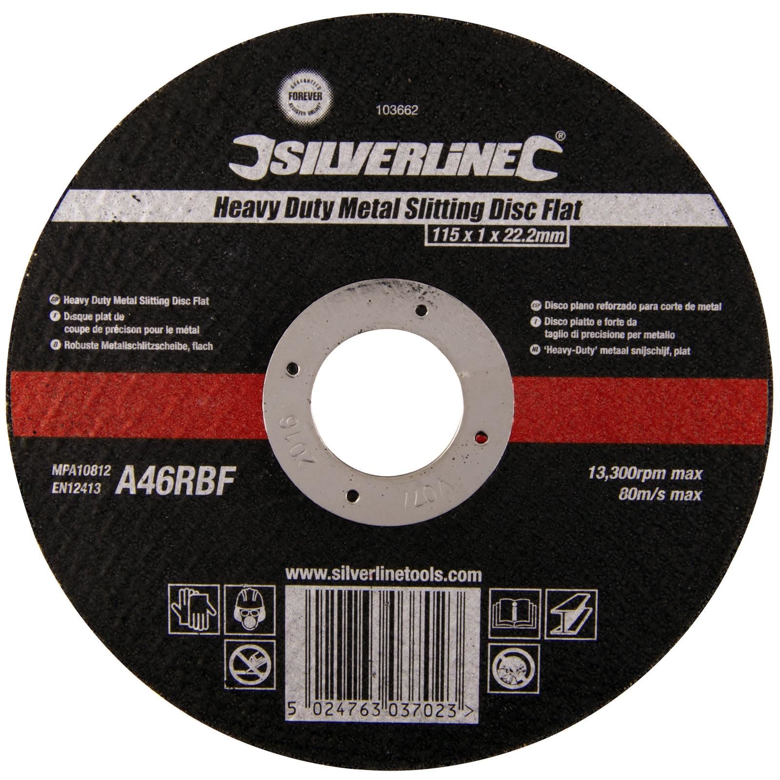 Silverline Heavy Duty Metal Slitting Disc Flat 115 x 1 x 22.23mm