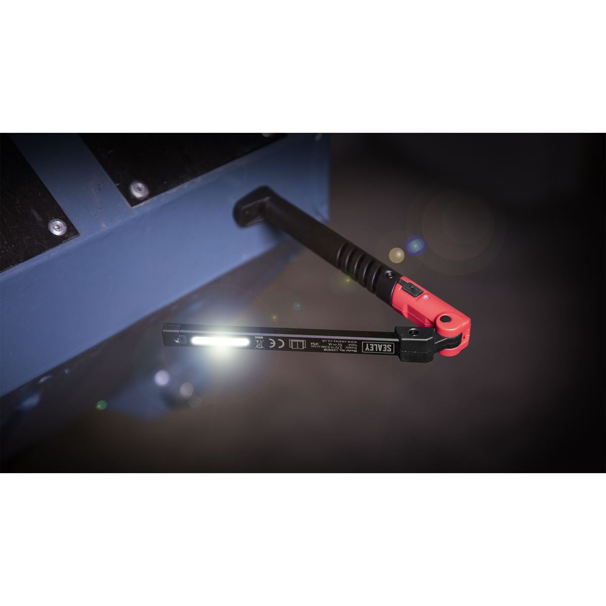 Sealey Rechargeable Slim Folding Pocket Light 2 COB & 1 SMD LED - Red