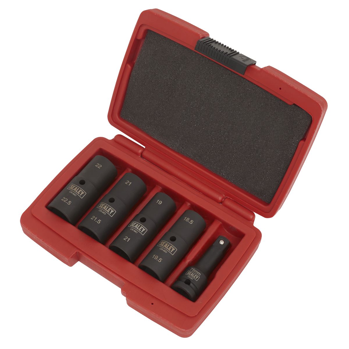 Sealey Impact Socket Set 1/2"Sq Drive 77mm Double Ended 18.5 x 22.5mm - 5pc