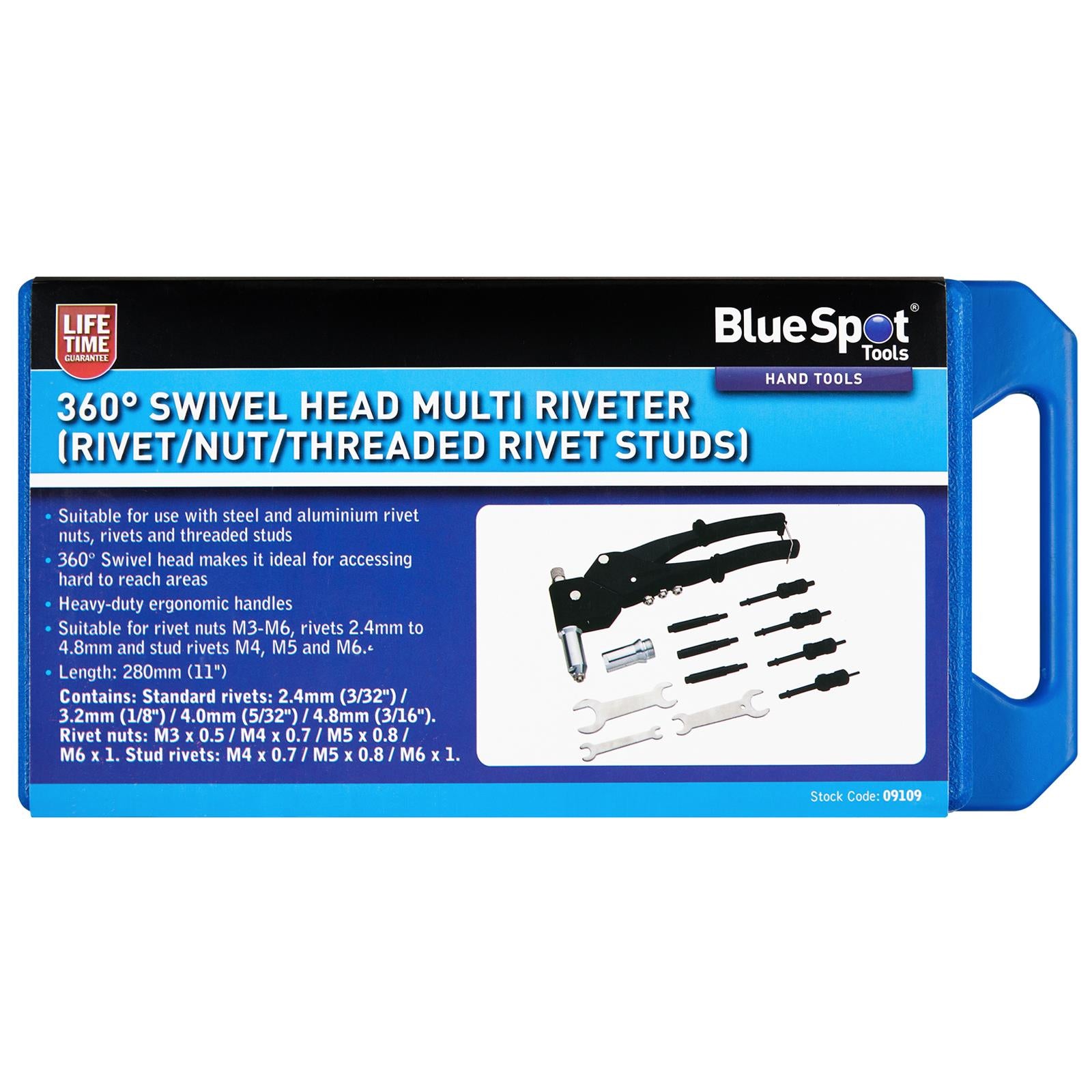 BlueSpot Multi Riveter 360° Swivel Head Rivet Gun for Rivet Nuts Rivets and Stud Rivets