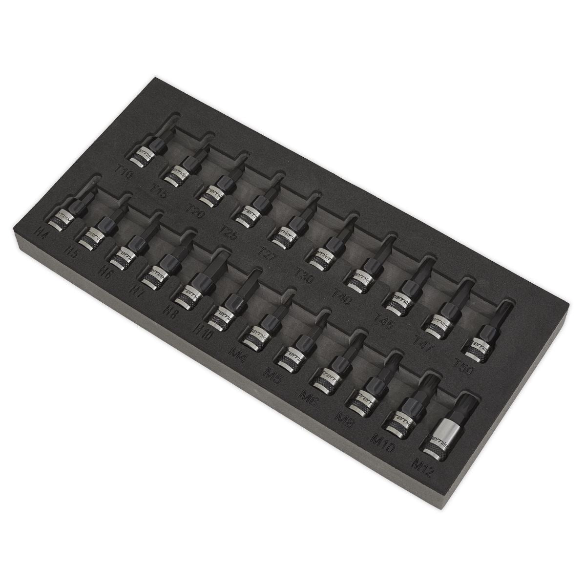 Sealey Premier Black 22 Piece 3/8" Drive Trx-Star Hex Spline Socket Bit Set