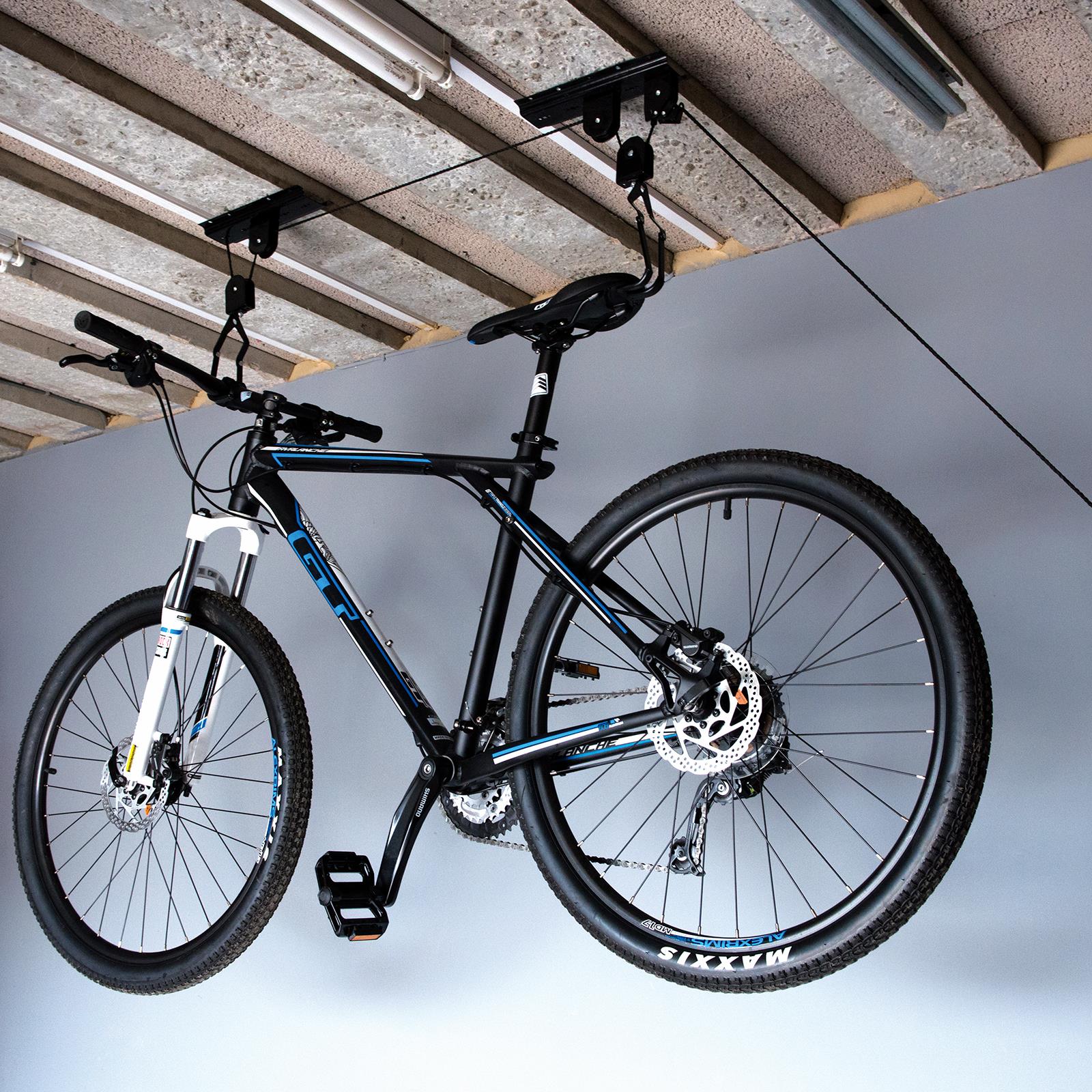 Silverline 20kg Bike Lift Bicycle Garage Rubber Hooks Locking