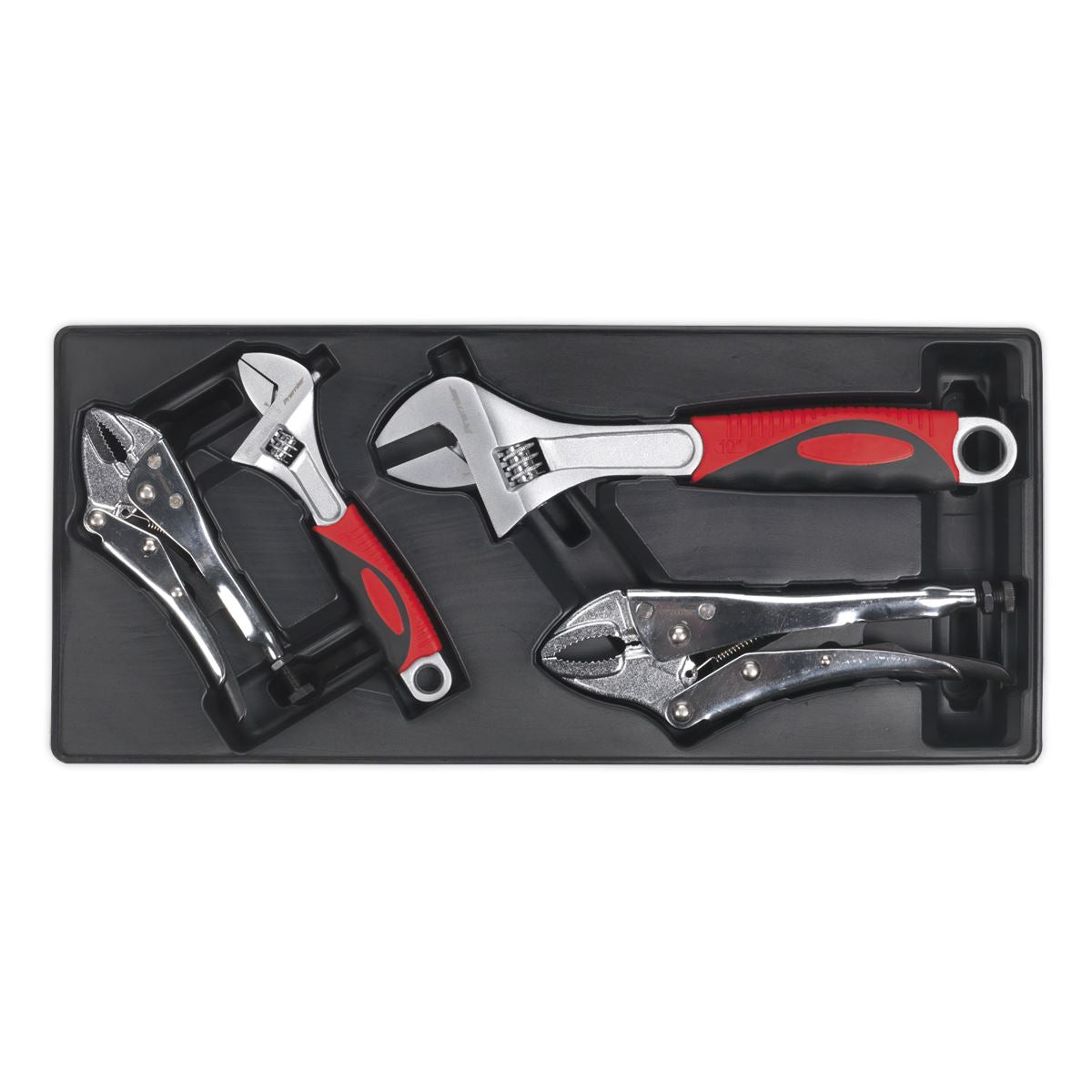 Sealey Premier Tool Tray with Locking Pliers & Adjustable Wrench Set 4pc