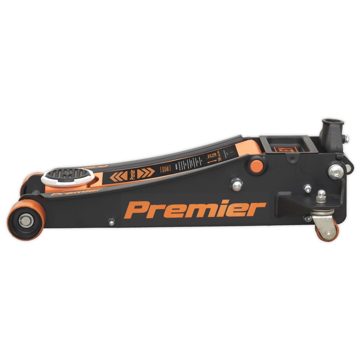 Sealey Premier Premier Low Profile Trolley Jack with Rocket Lift 3 Tonne - Orange