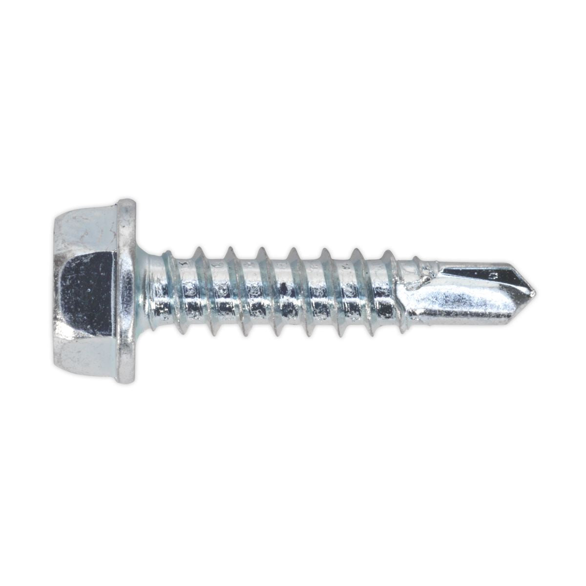 Sealey Self-Drilling Screw 4.2 x 19mm Hex Head Zinc Pack of 100