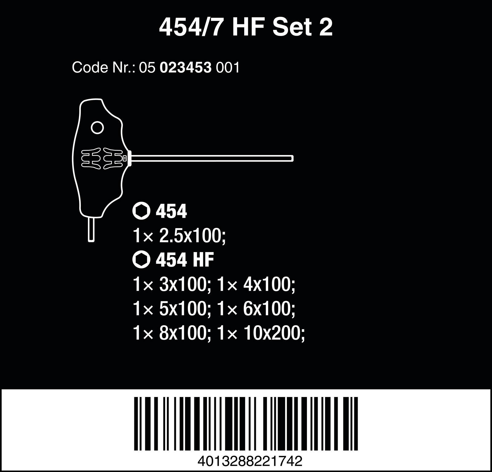 Wera Screwdriver Set T-Handle Hex Plus with Holding Function Metal Rack 7 Piece 454/7 HF Set 2