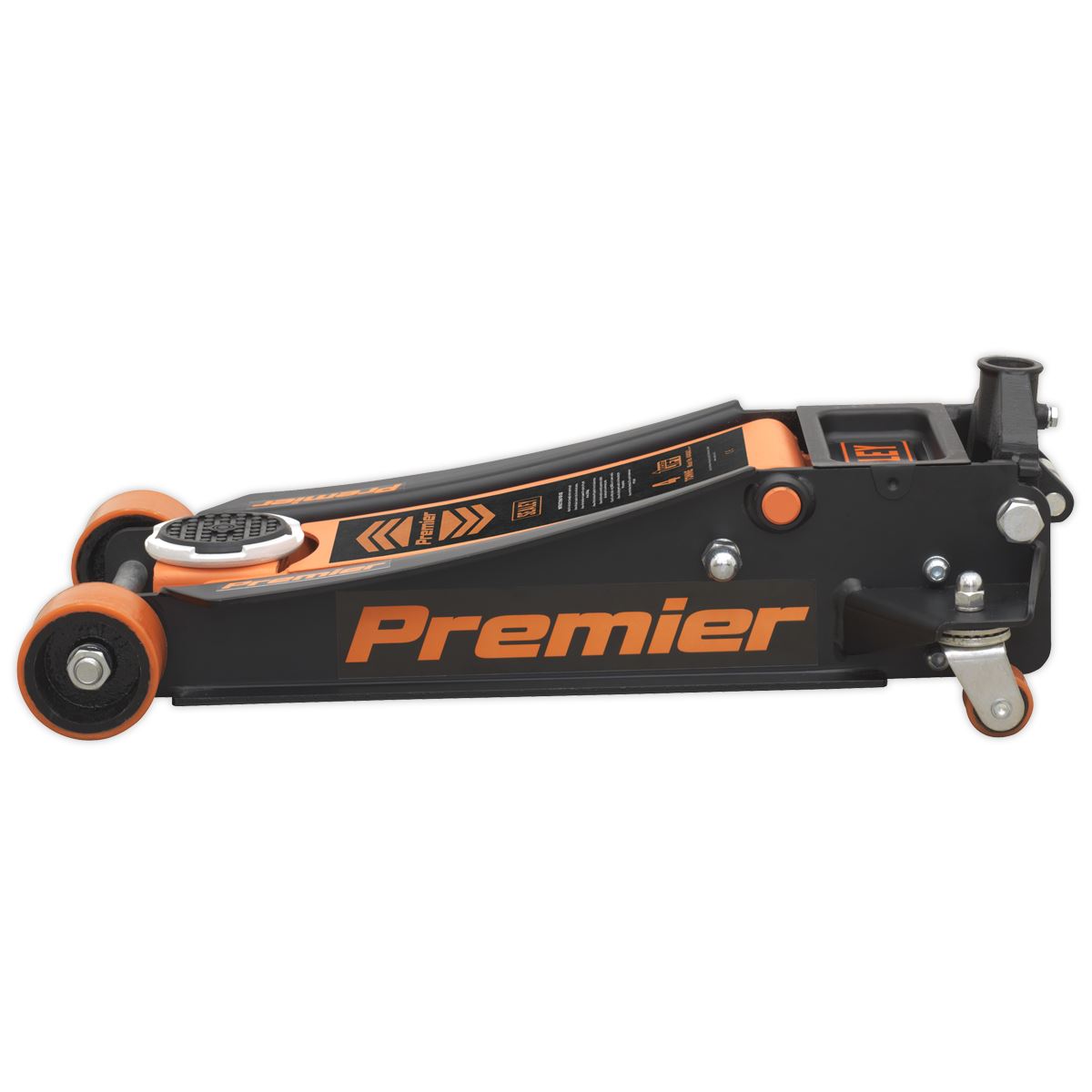 Sealey Premier Premier Low Profile Trolley Jack with Rocket Lift 4 Tonne - Orange