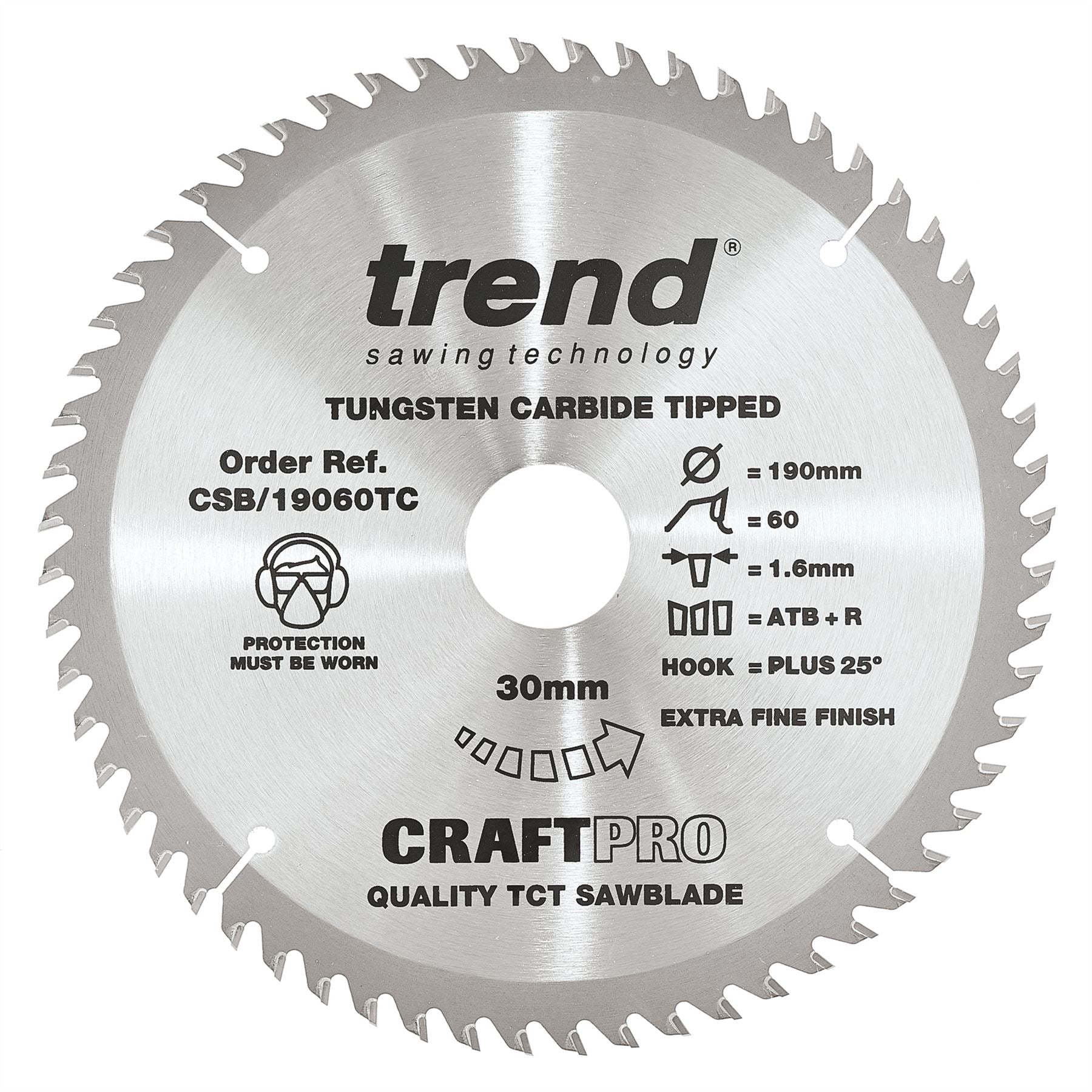 Trend Craft Saw Blade 190mm X 60 Teeth X 30 X 1.55 For Dcs575 CSB/19060TC
