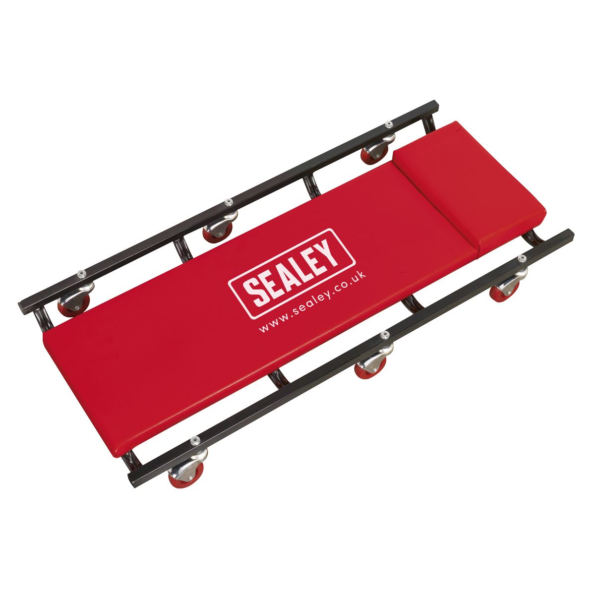 Sealey 36" Deluxe American-Style Creeper with Steel Frame & 6 Wheels - Red
