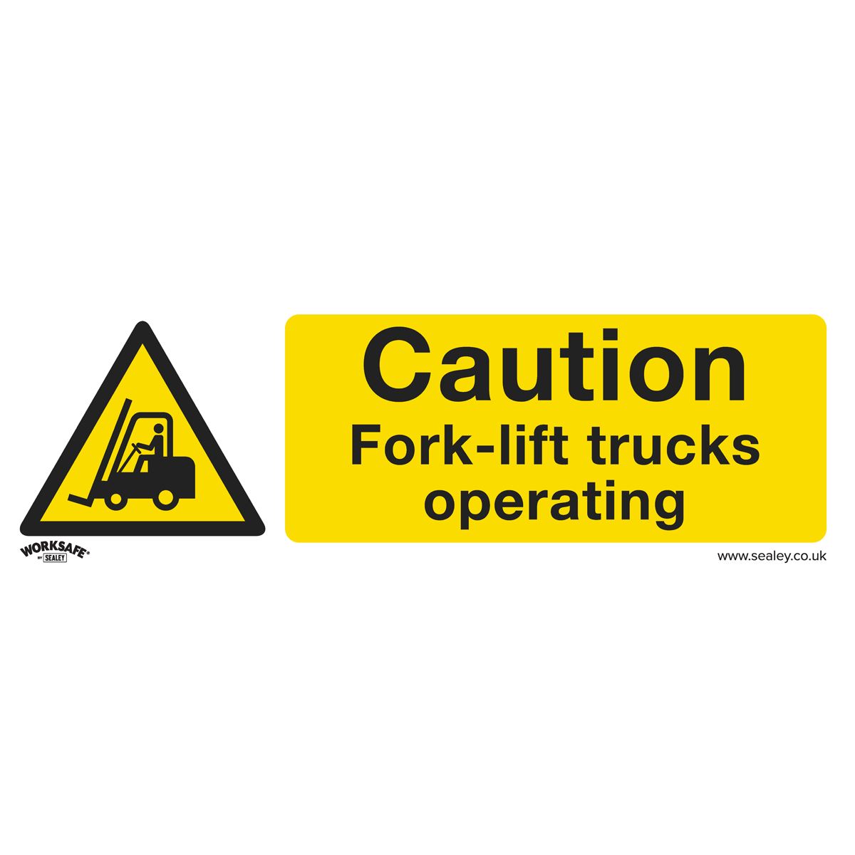 Worksafe by Sealey Warning Safety Sign - Caution Fork-Lift Trucks - Rigid Plastic - Pack of 10