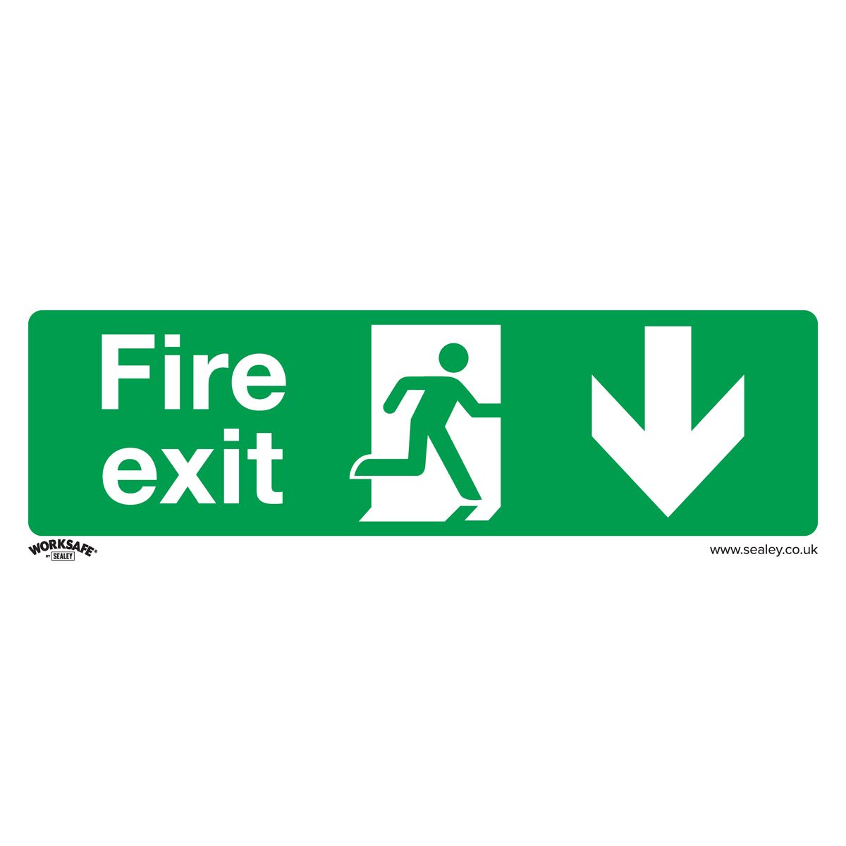 Worksafe by Sealey Safe Conditions Safety Sign - Fire Exit (Down) - Self-Adhesive Vinyl