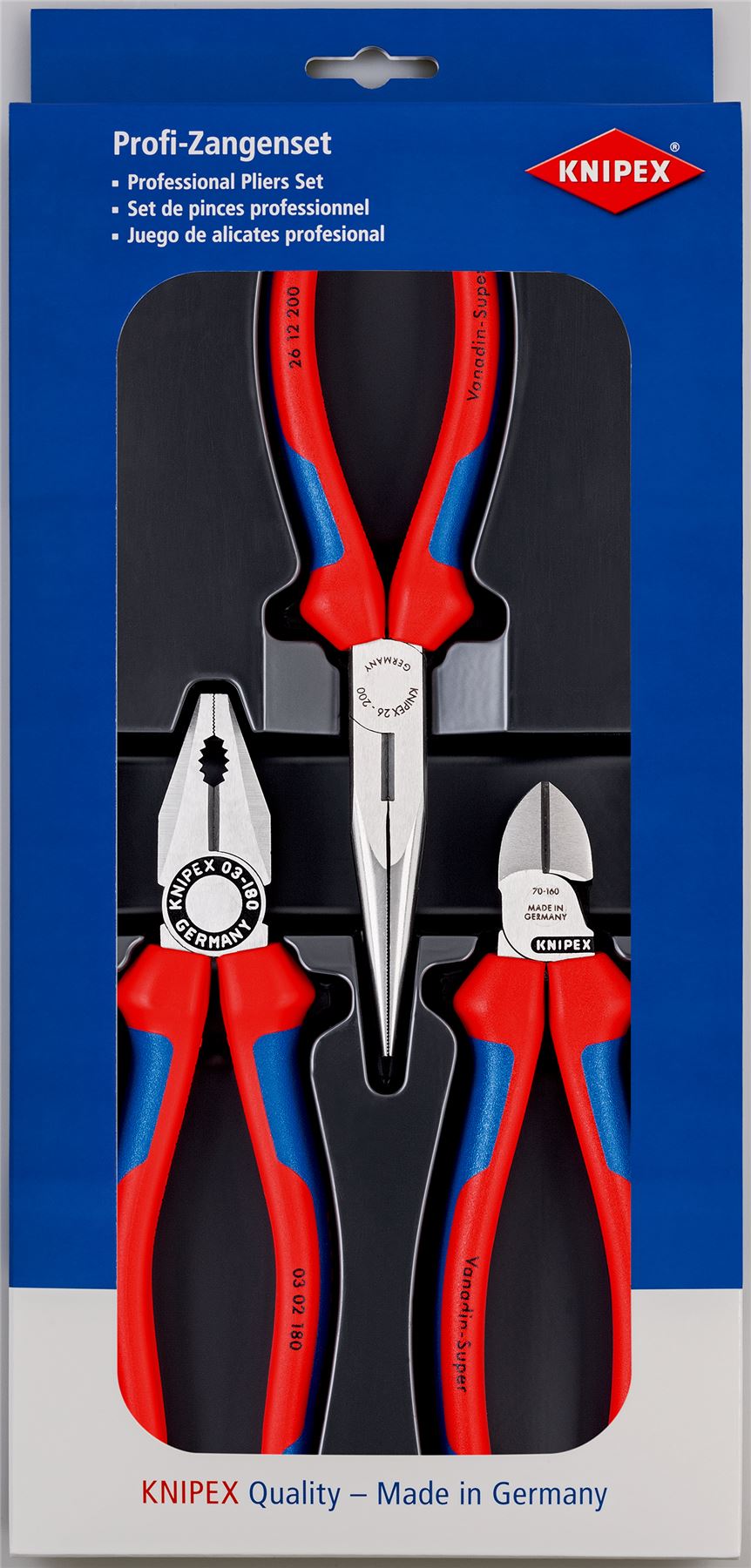 Knipex Assembly Plier Set Tool Kit 3 Piece Combination Diagonal Snipe Nose Pliers 00 20 11