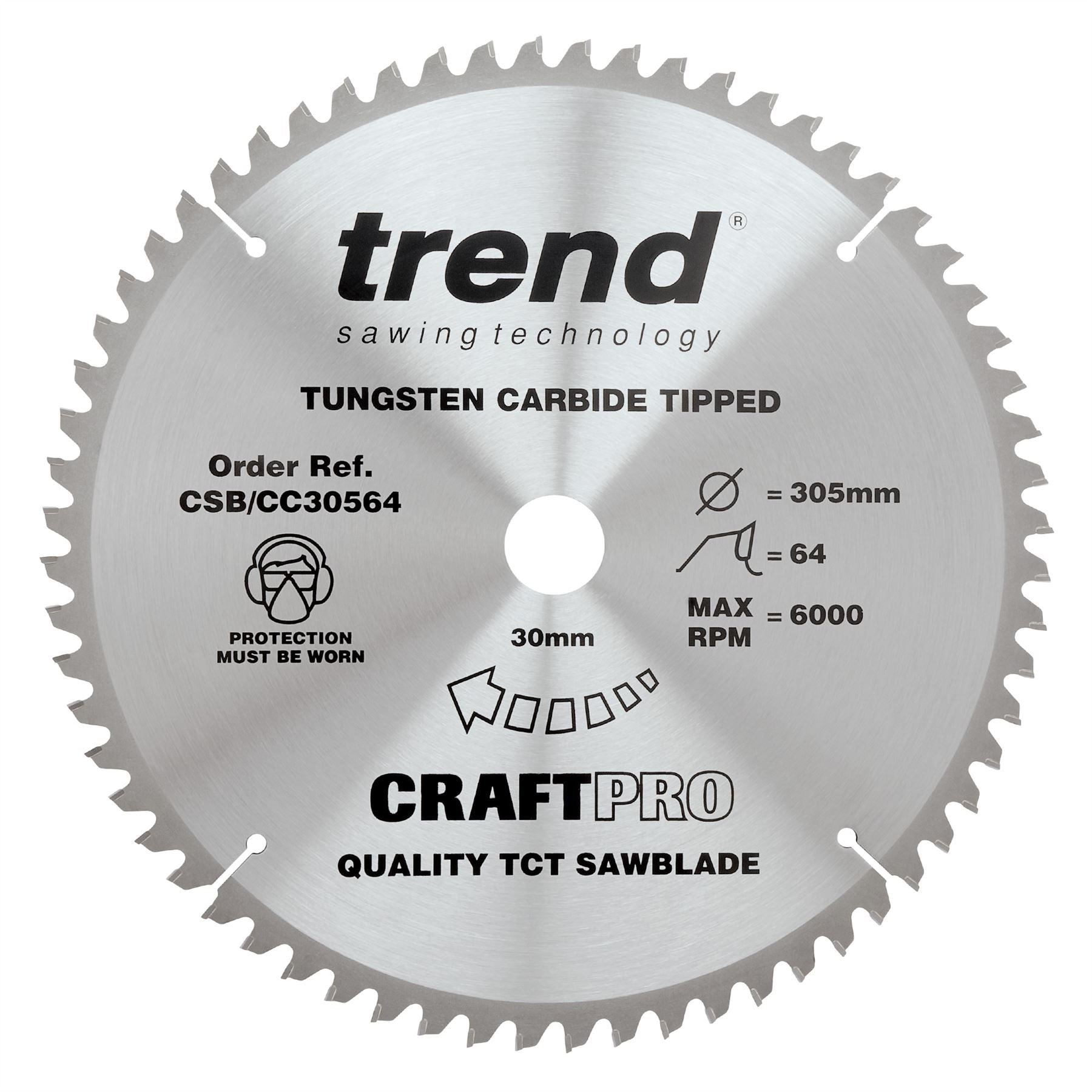 Trend Craft Saw Blade Crosscut 305mm X 64 Teeth X 30mm  CSB/CC30564