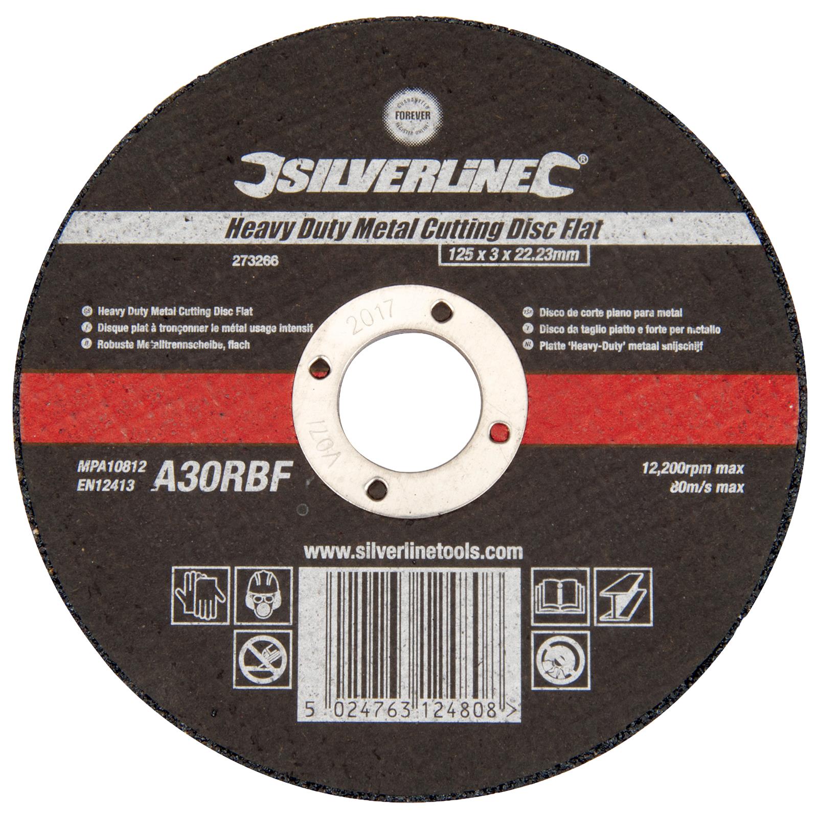 Silverline Heavy Duty Flat Metal Cutting Disc 125 x 3 x 22.23mm