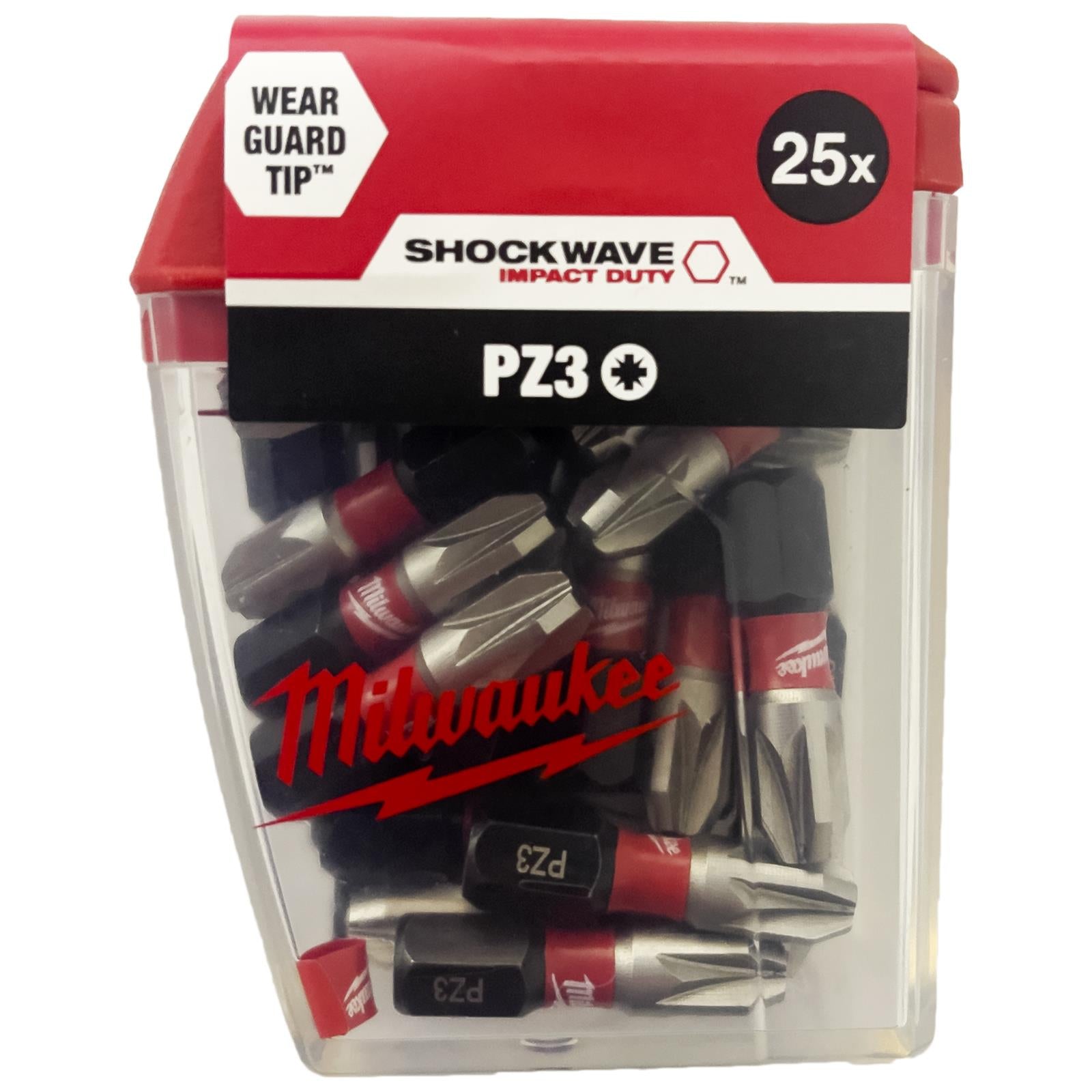 Milwaukee Screwdriver Bits Shockwave Impact Duty Pozi PZ3 x 25mm Tic Tac Box 25 Pack