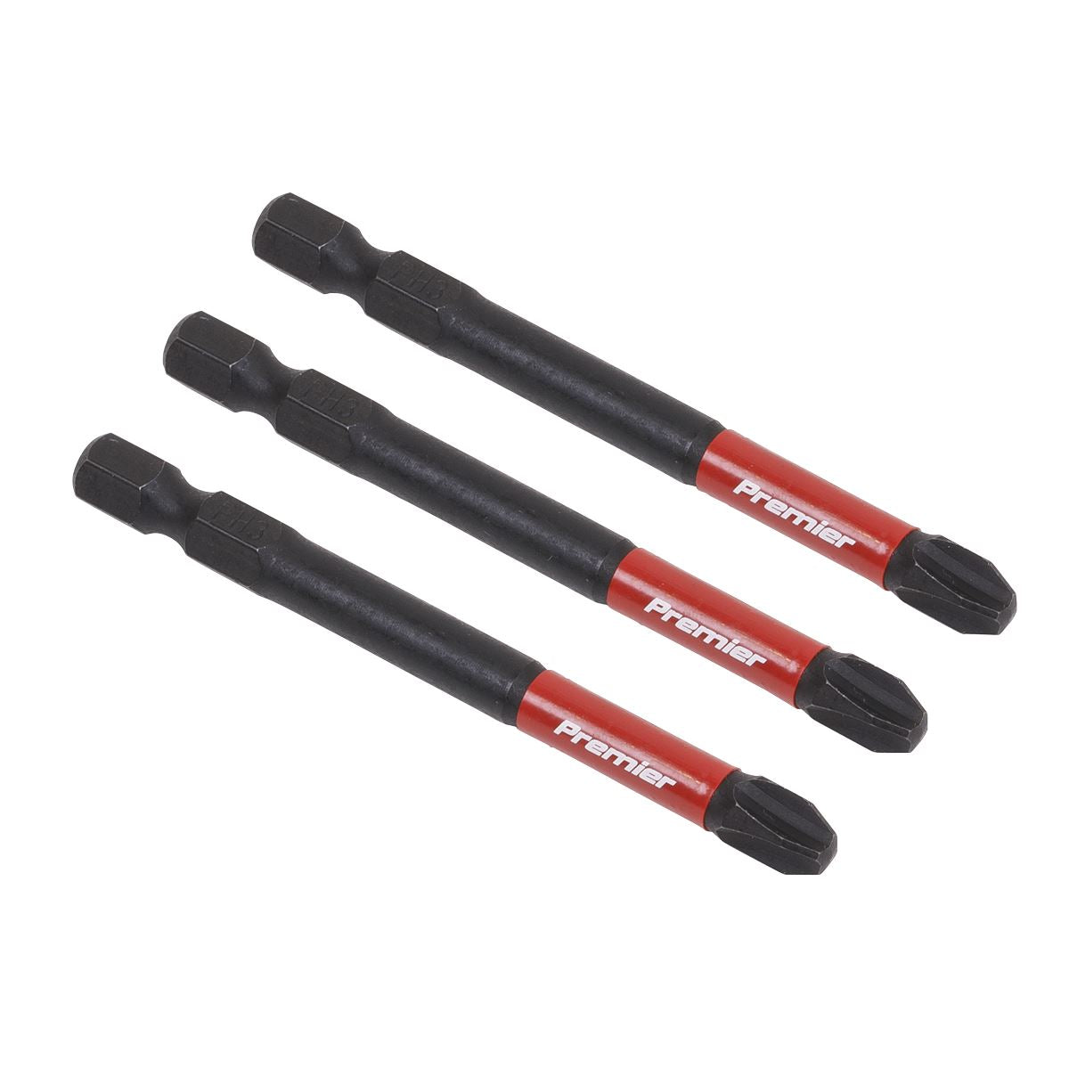 Sealey Premier Phillips #3 Impact Power Tool Bits 75mm - 3pc