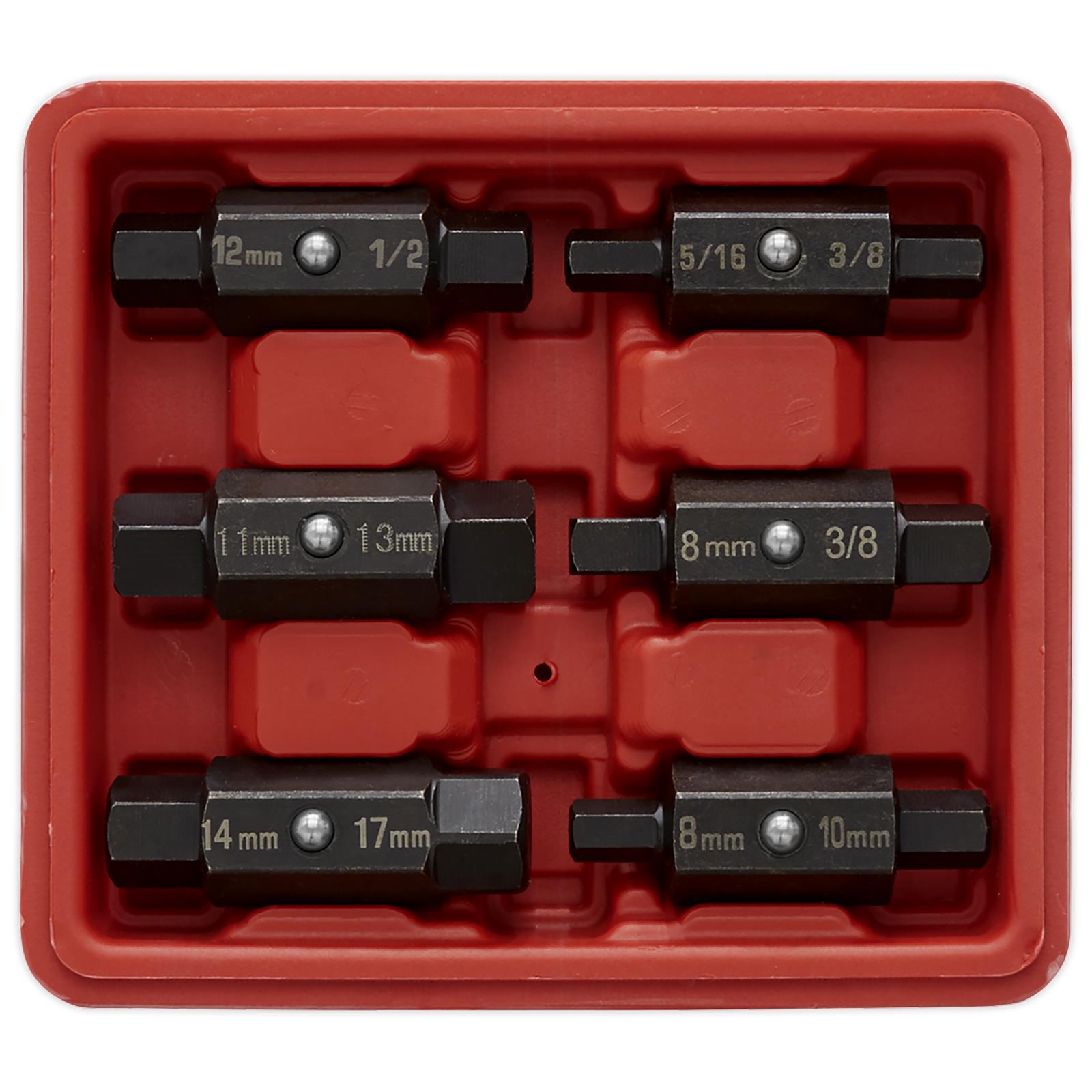 Sealey Oil Drain Plug Key Set 6 Piece Double End in Storage Case