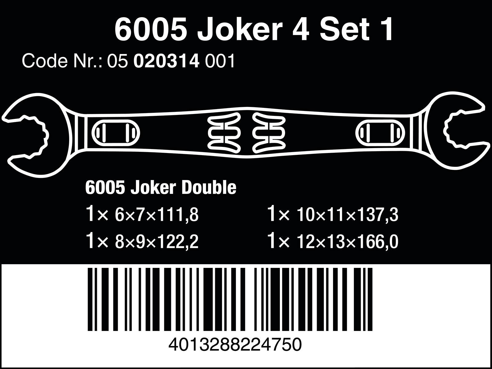Wera Open Ended Spanner Wrench Set 4 Piece 6-13mm 6005 Joker 4 Set 1