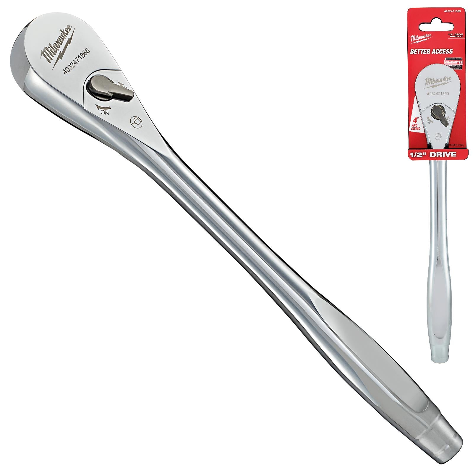 Milwaukee Socket Ratchet Wrench 1/2" Drive 90 Tooth 286mm