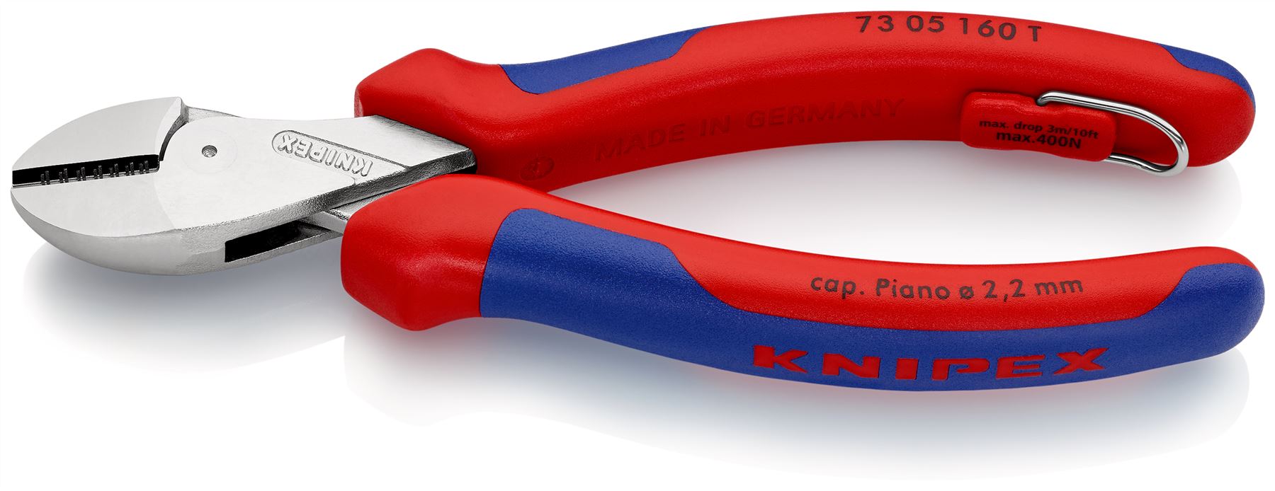 Knipex X-Cut Diagonal Side Cutting Pliers 160mm Tether Point Multi Component Grips Chrome Plated 73 05 160 T