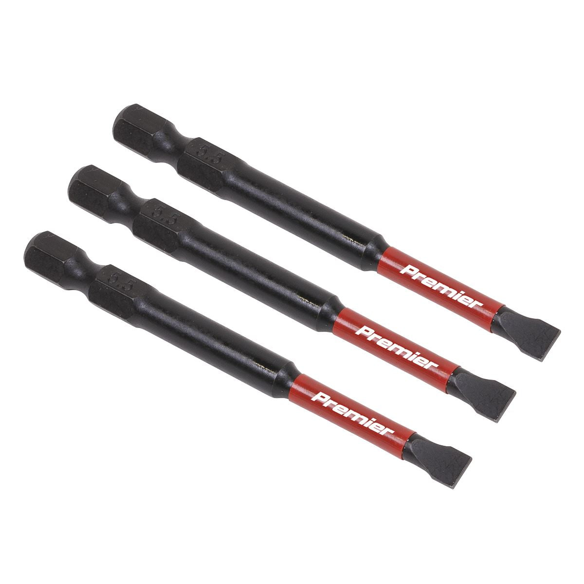 Sealey Premier Slotted 5.5mm Impact Power Tool Bits 75mm - 3pc