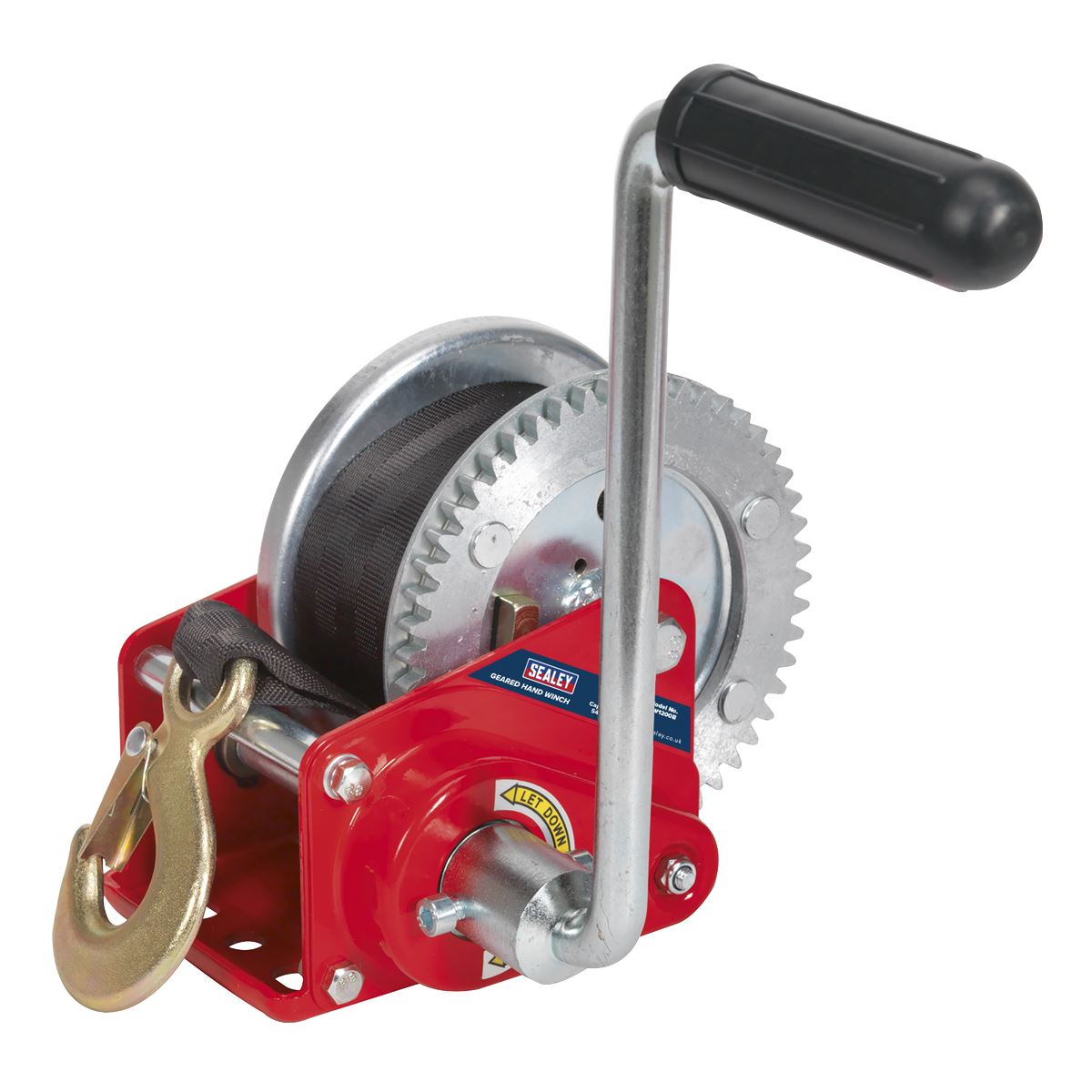 Sealey Geared Hand Winch with Brake & Webbing 540kg Capacity