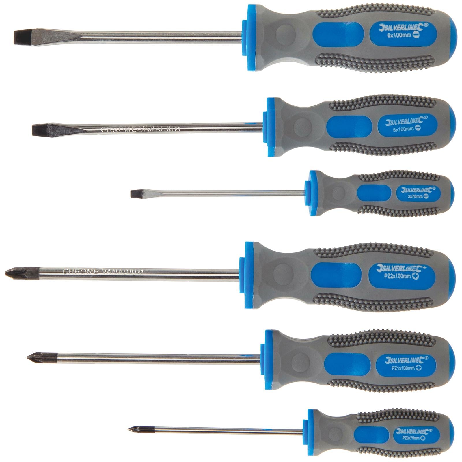 Silverline Assorted Screwdriver Set Slotted Phillips 6 Piece General Purpose