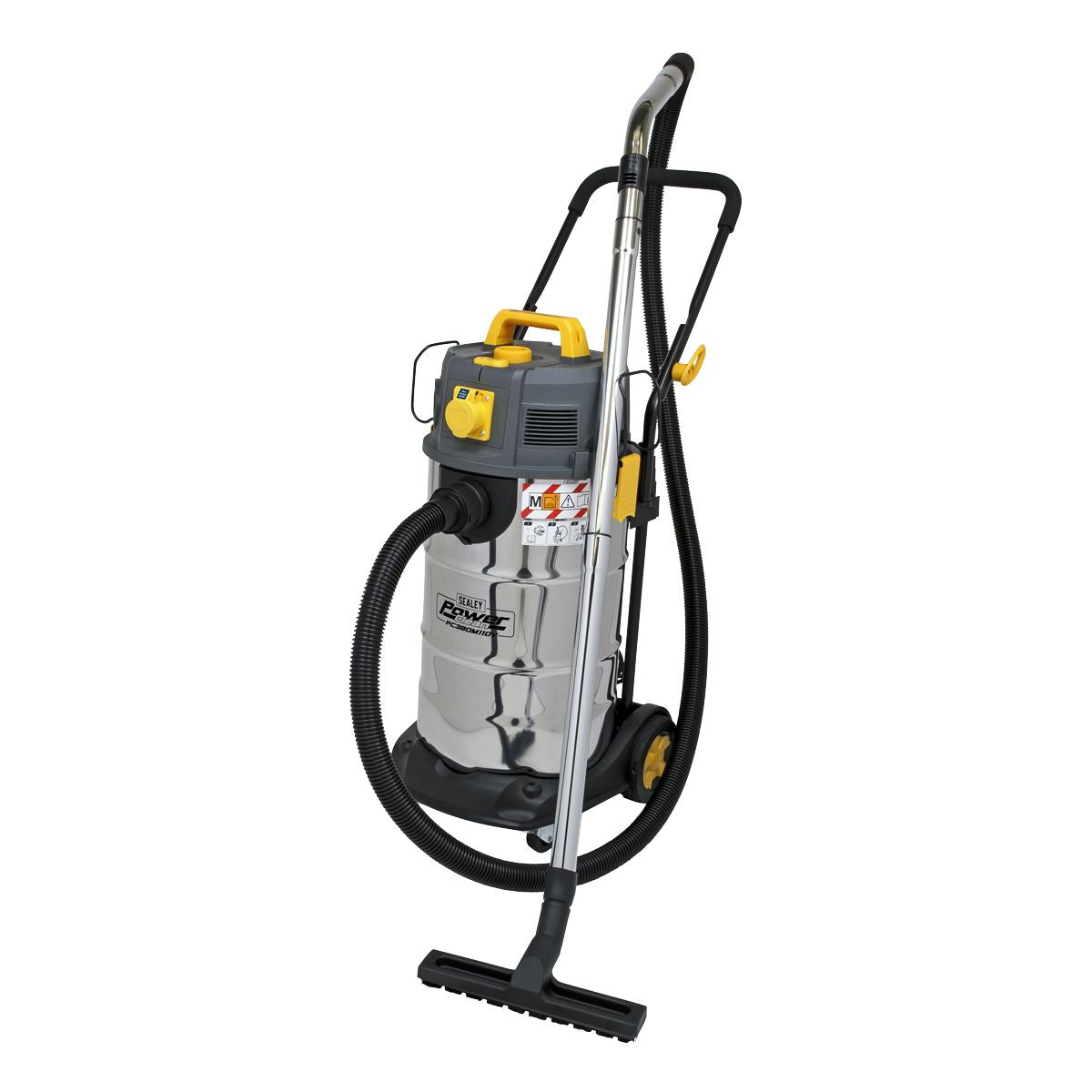 Sealey Vacuum Cleaner Industrial Dust-Free Wet/Dry 38L 1100W/110V Stainless Steel Drum M Class Filtration
