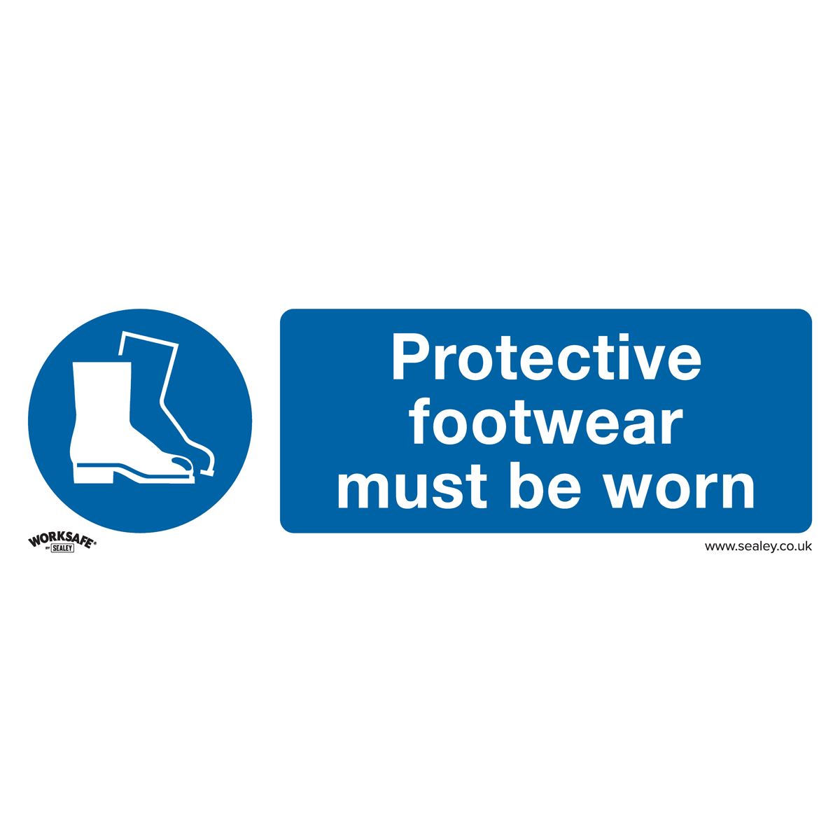 Worksafe by Sealey Mandatory Safety Sign - Protective Footwear Must Be Worn - Self-Adhesive Vinyl - Pack of 10