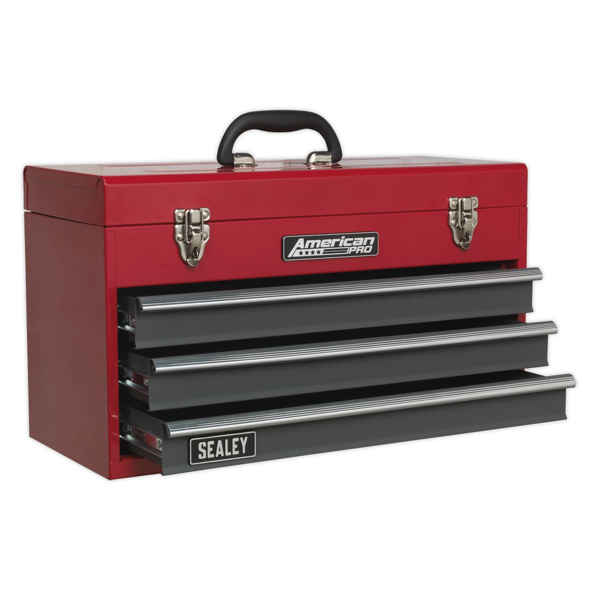 Sealey American Pro Tool Chest 3 Drawer Portable with Ball-Bearing Slides - Red/Grey