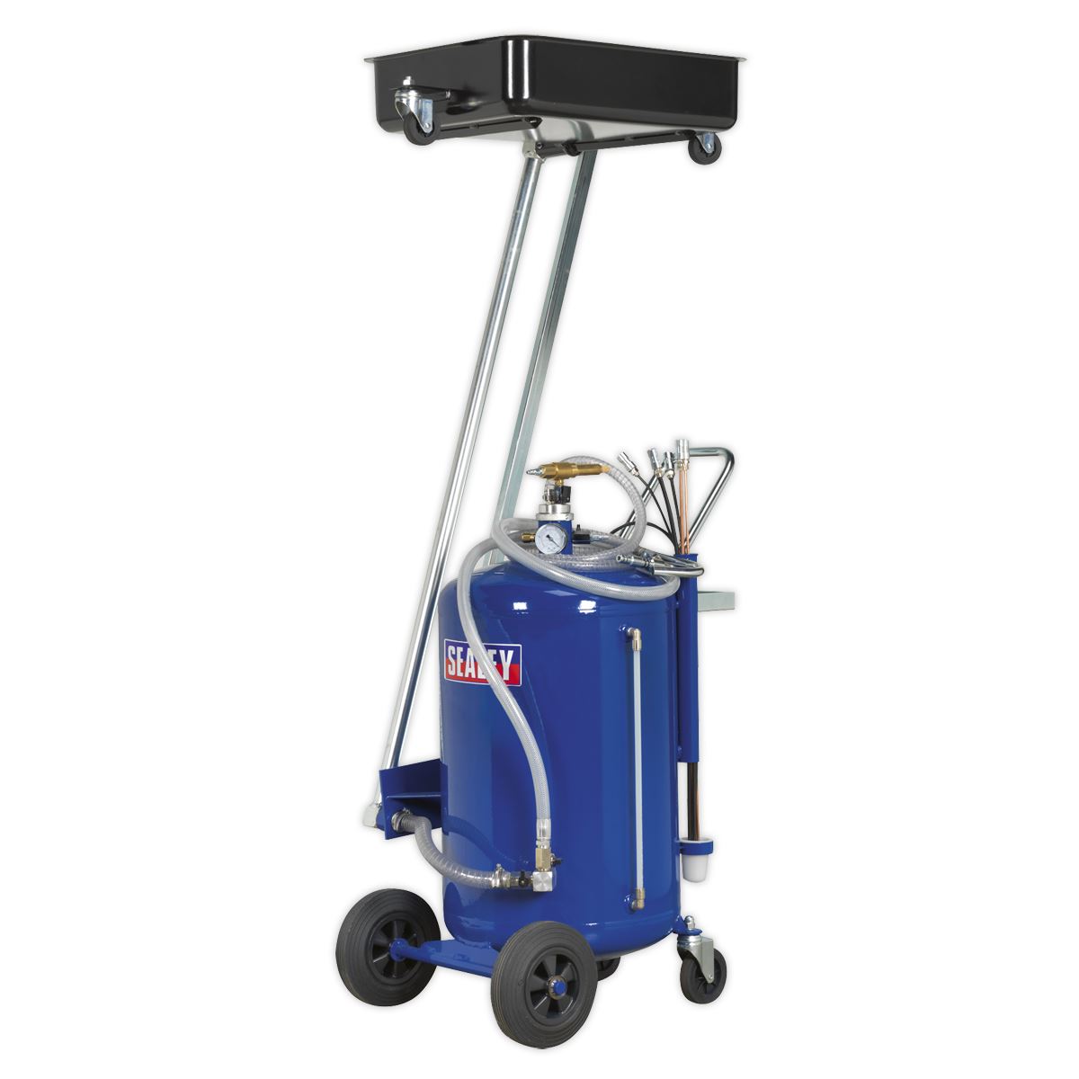 Sealey Mobile Oil Drainer with Probes 80L Cantilever Air Discharge