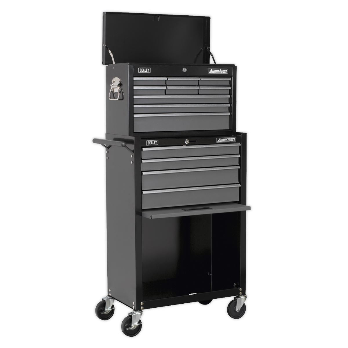 Sealey American Pro Topchest & Rollcab Combination 13 Drawer with Ball-Bearing Slides - Black/Grey
