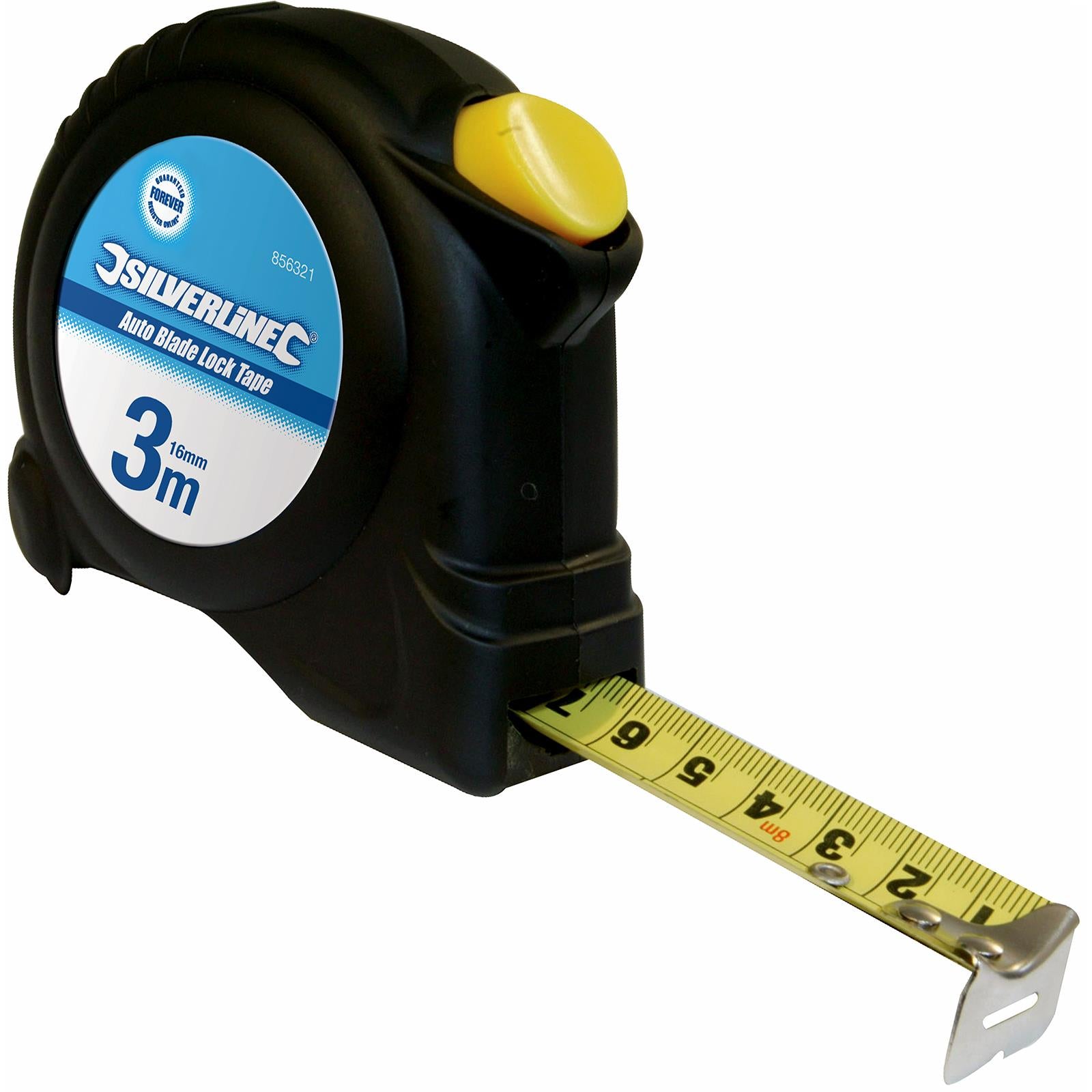 Silverline 3m Tape Measure Automatic Blade Lock Metric Imperial Nylon 16mm
