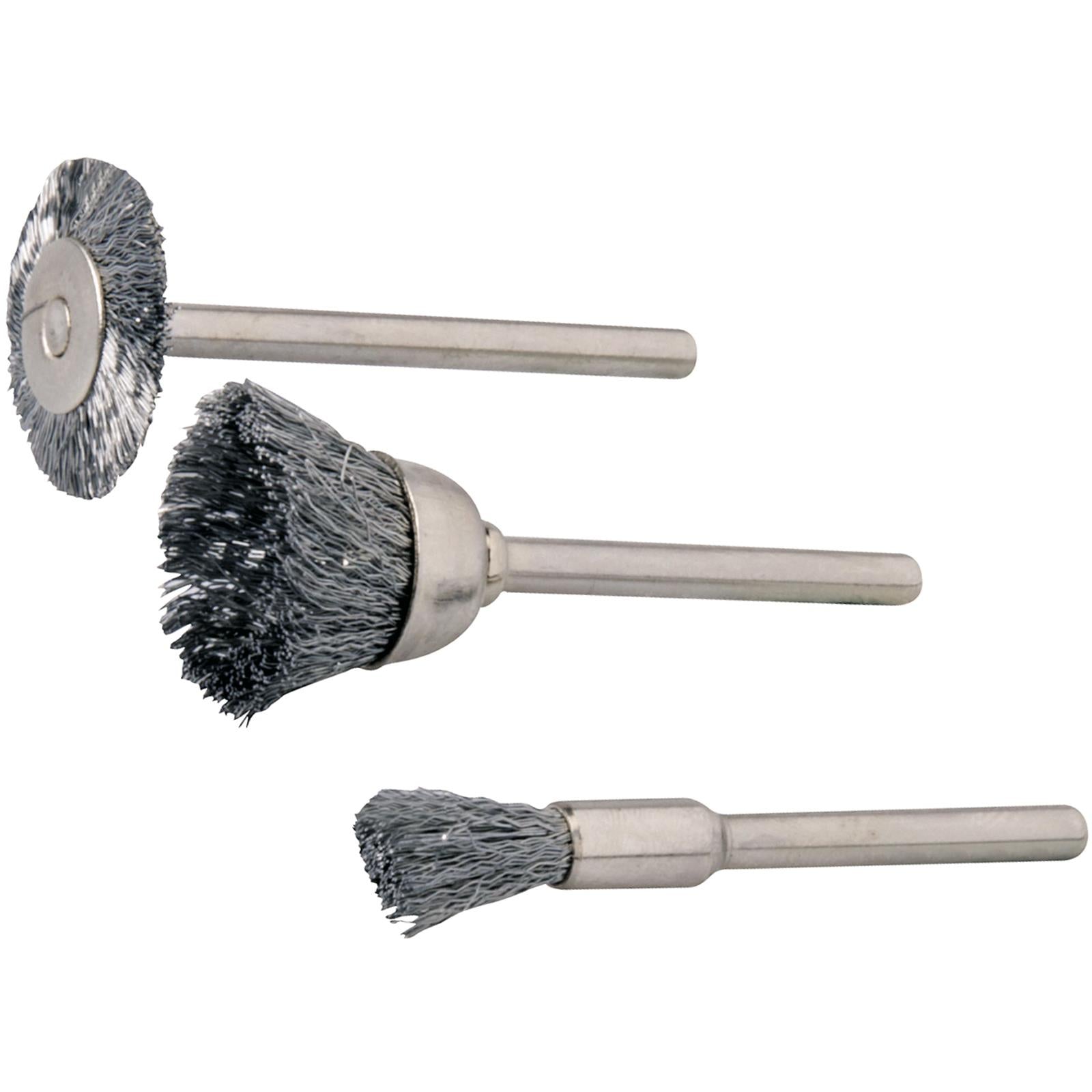 Silverline 3 Piece Steel Brush Set 5, 15 & 19mm Rotary Cleaning Wire
