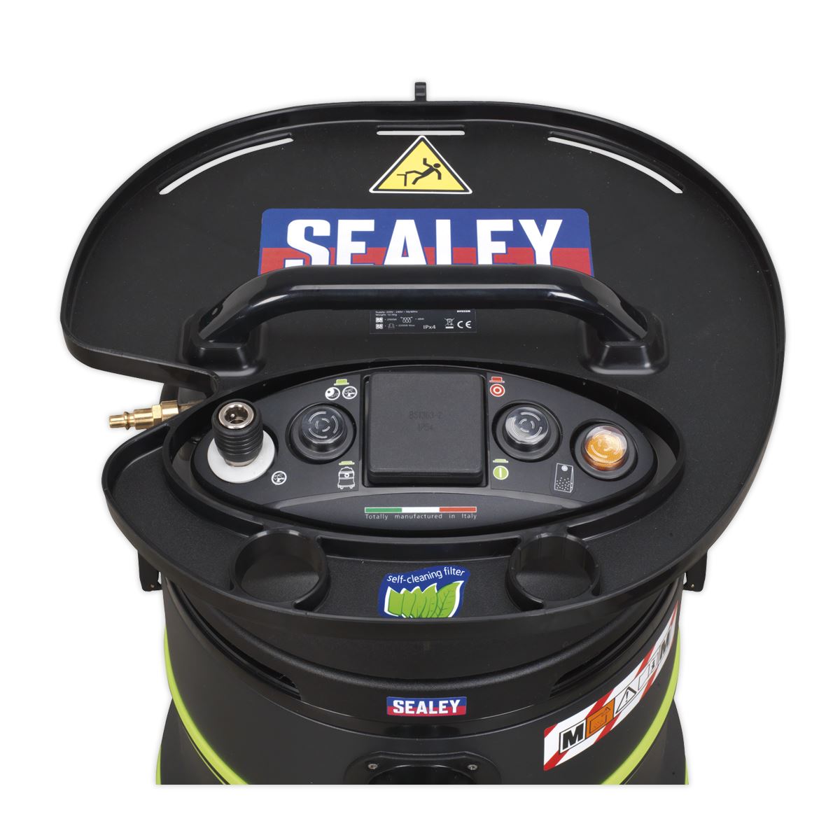 Sealey Vacuum Cleaner Industrial Dust-Free Wet/Dry 35L 1000W/230V Plastic Drum M-Class Self-Clean Filter