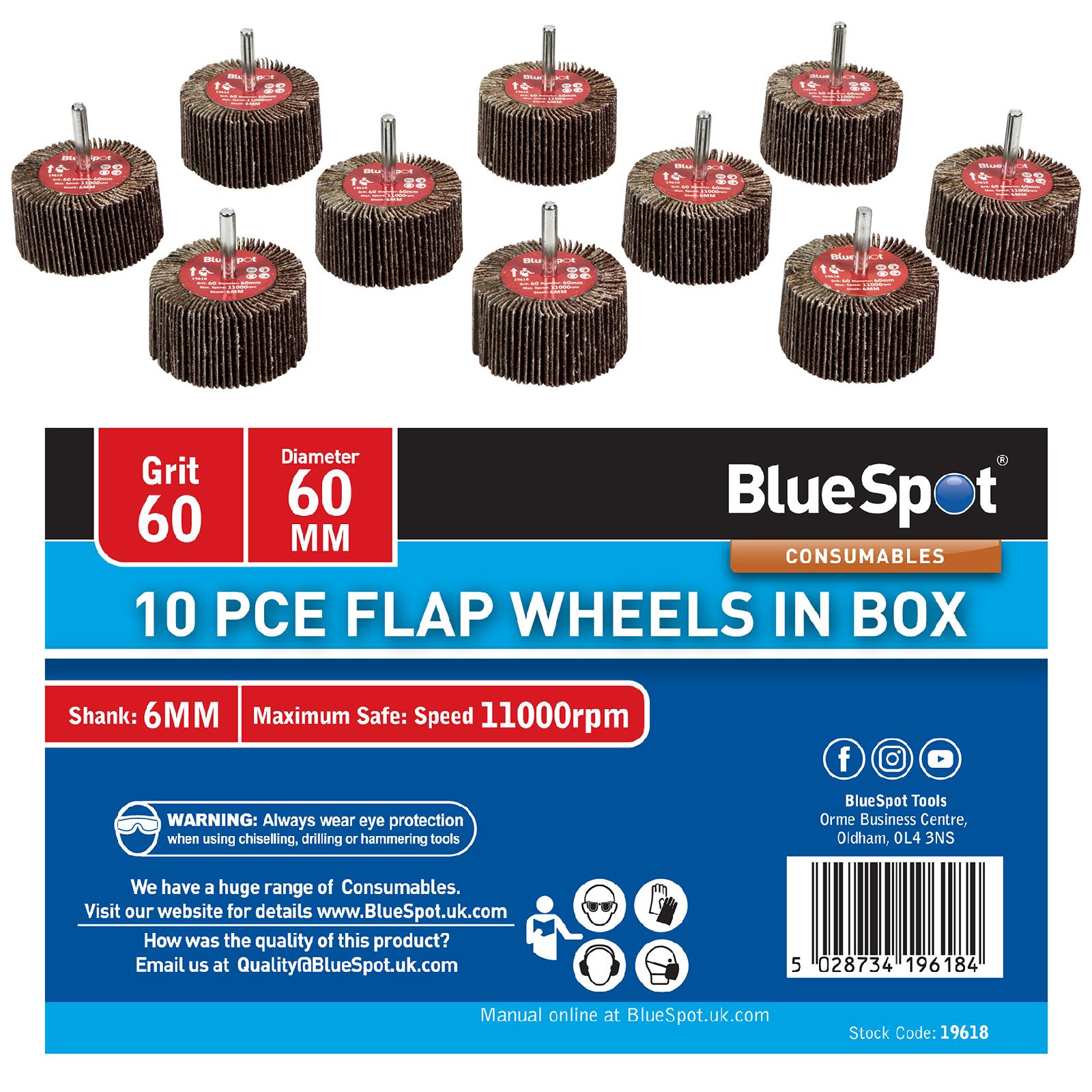 BlueSpot Flap Wheels In Box 10 Pieces 60 Grit 60mm