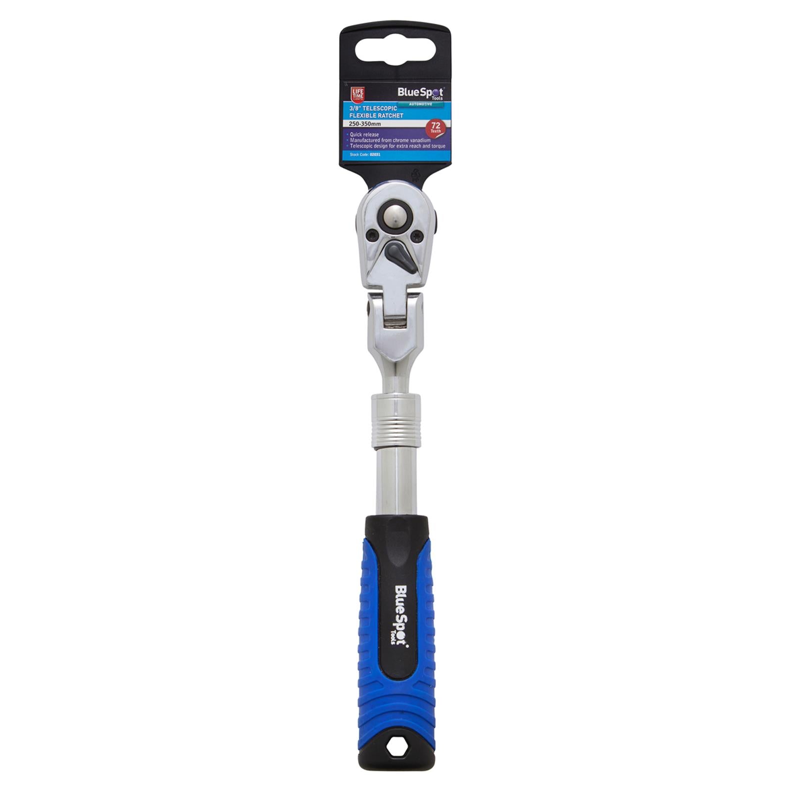 BlueSpot Ratchet Handle Socket Wrench Telescopic Flexi Head 3/8" Drive 250-350mm 72 Tooth