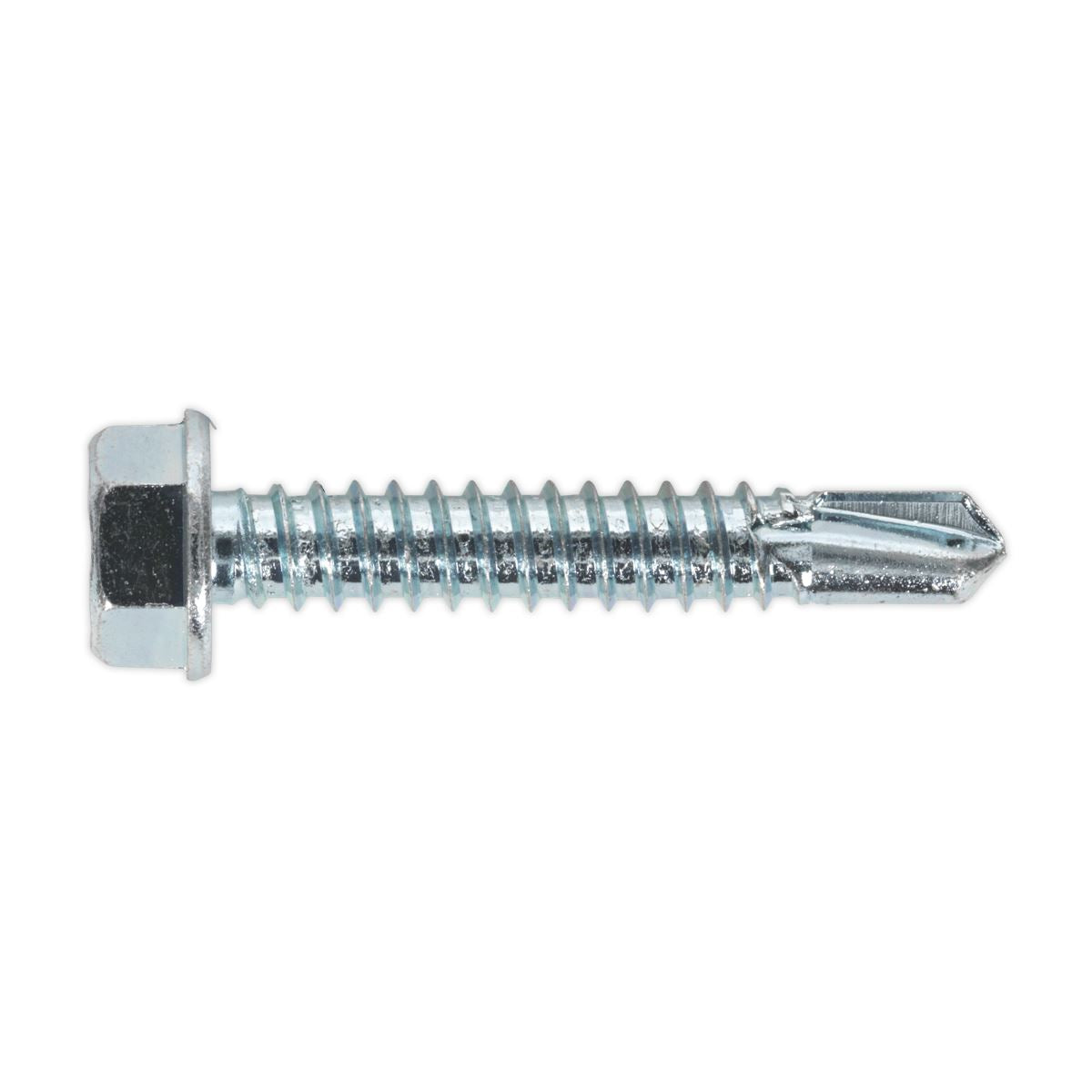 Sealey Self-Drilling Screw 6.3 x 38mm Hex Head Zinc Pack of 100