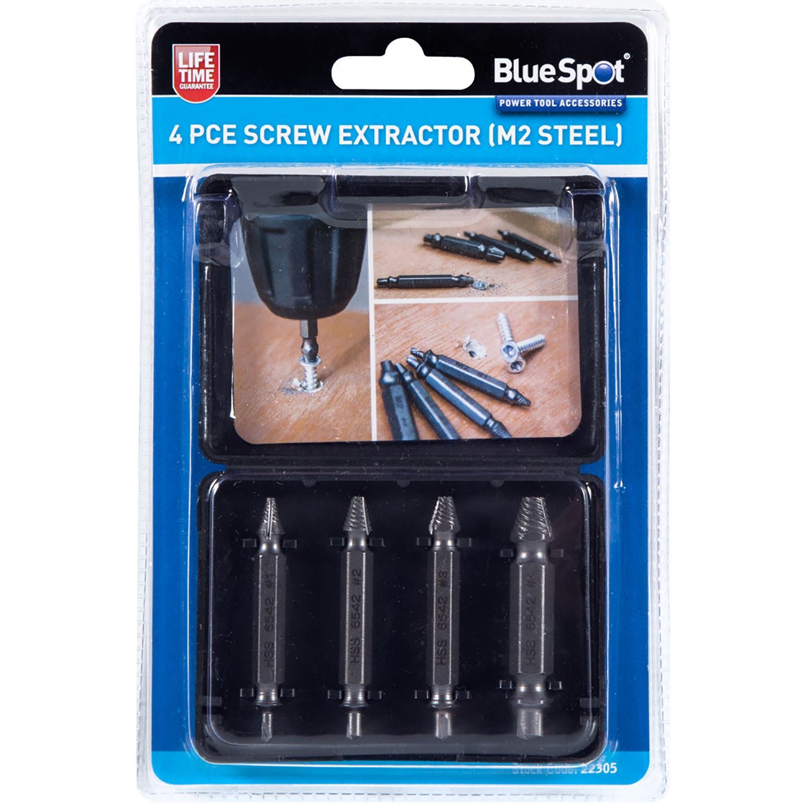 BlueSpot 4 Piece Screw Extractor 3-12mm (M2 Steel)