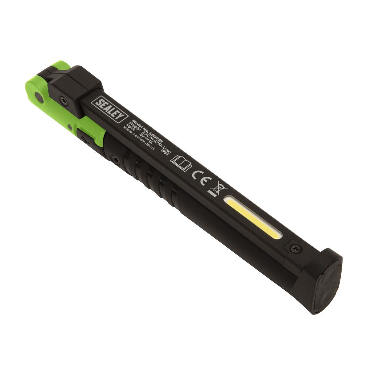 Sealey Rechargeable Slim Folding Pocket Light 2 COB & 1 SMD LED - Green