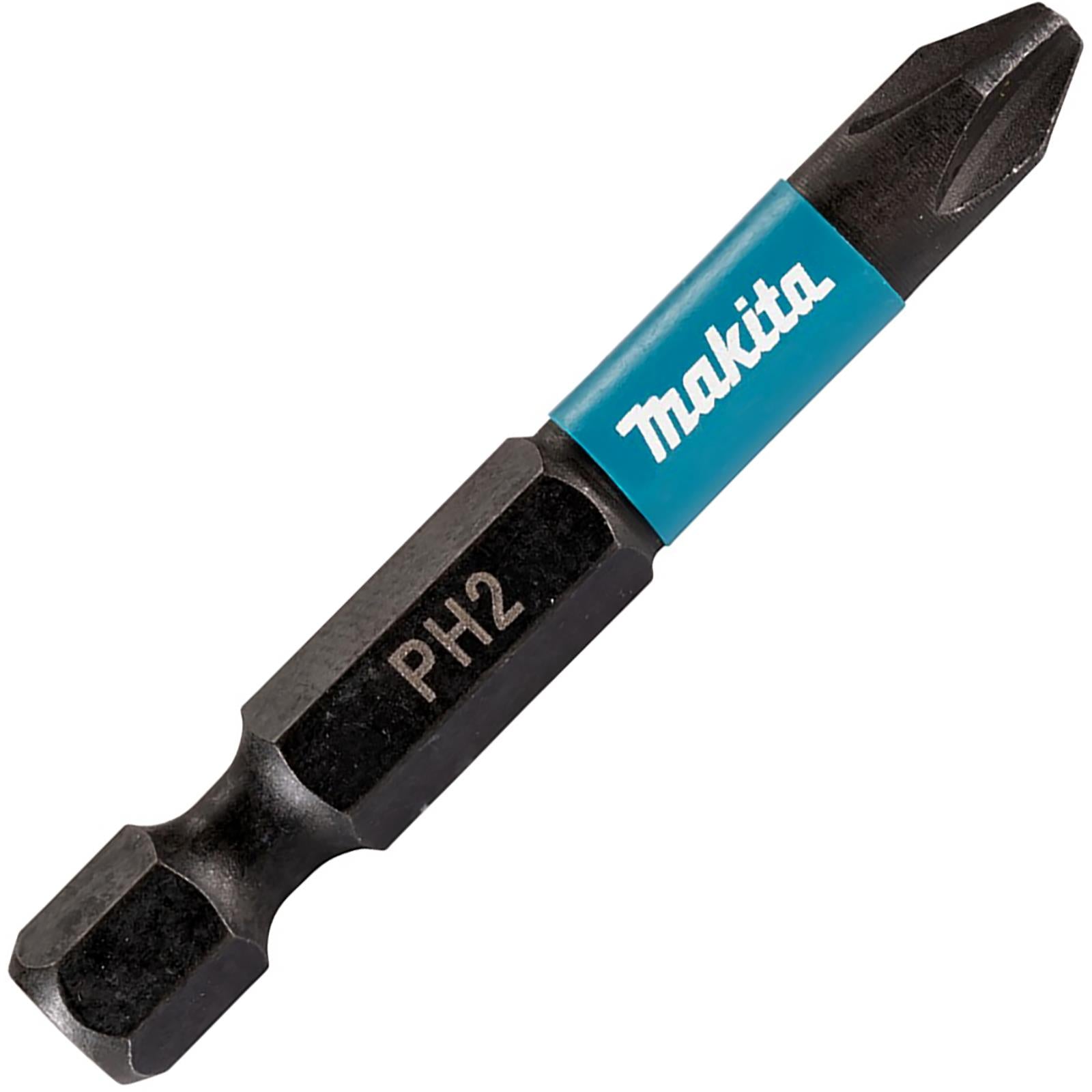 Makita Impact Screwdriver Bits Black Phillips PH2 x 50mm 10 Piece Set Tic Tac Box E-12407