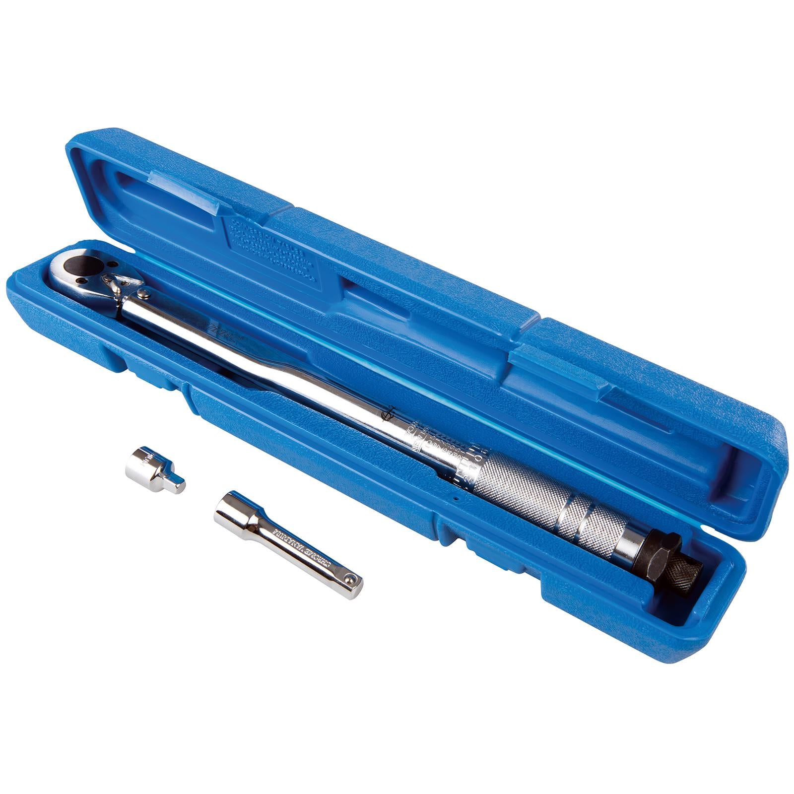 Silverline Torque Wrench 3/8" Drive Reversible Ratchet 1/4" Adaptor Extension Bar