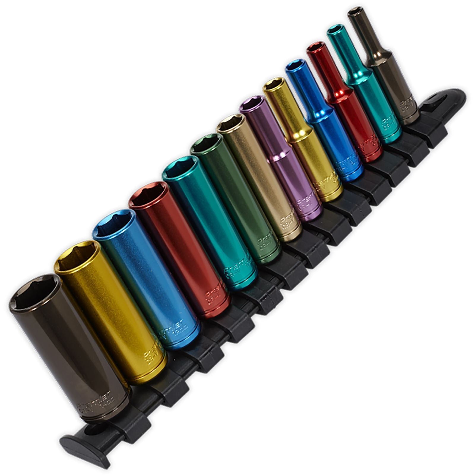 Sealey Premier Deep Socket Set Multi Coloured 1/4" Drive Metric 4-14mm 13pc