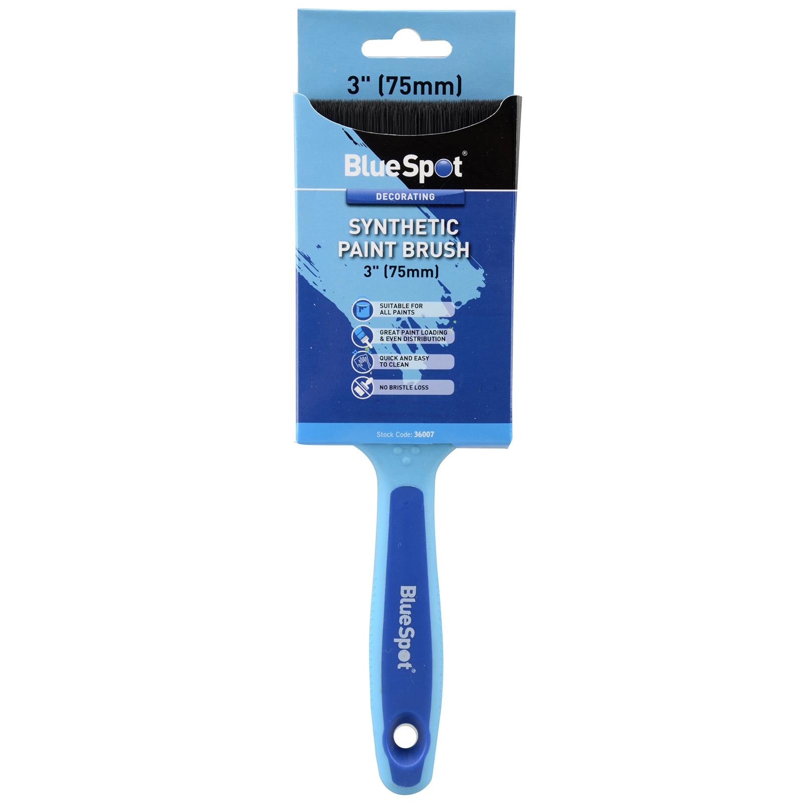 BlueSpot Synthetic Paint Brush with Soft Grip Handle 75mm (3")