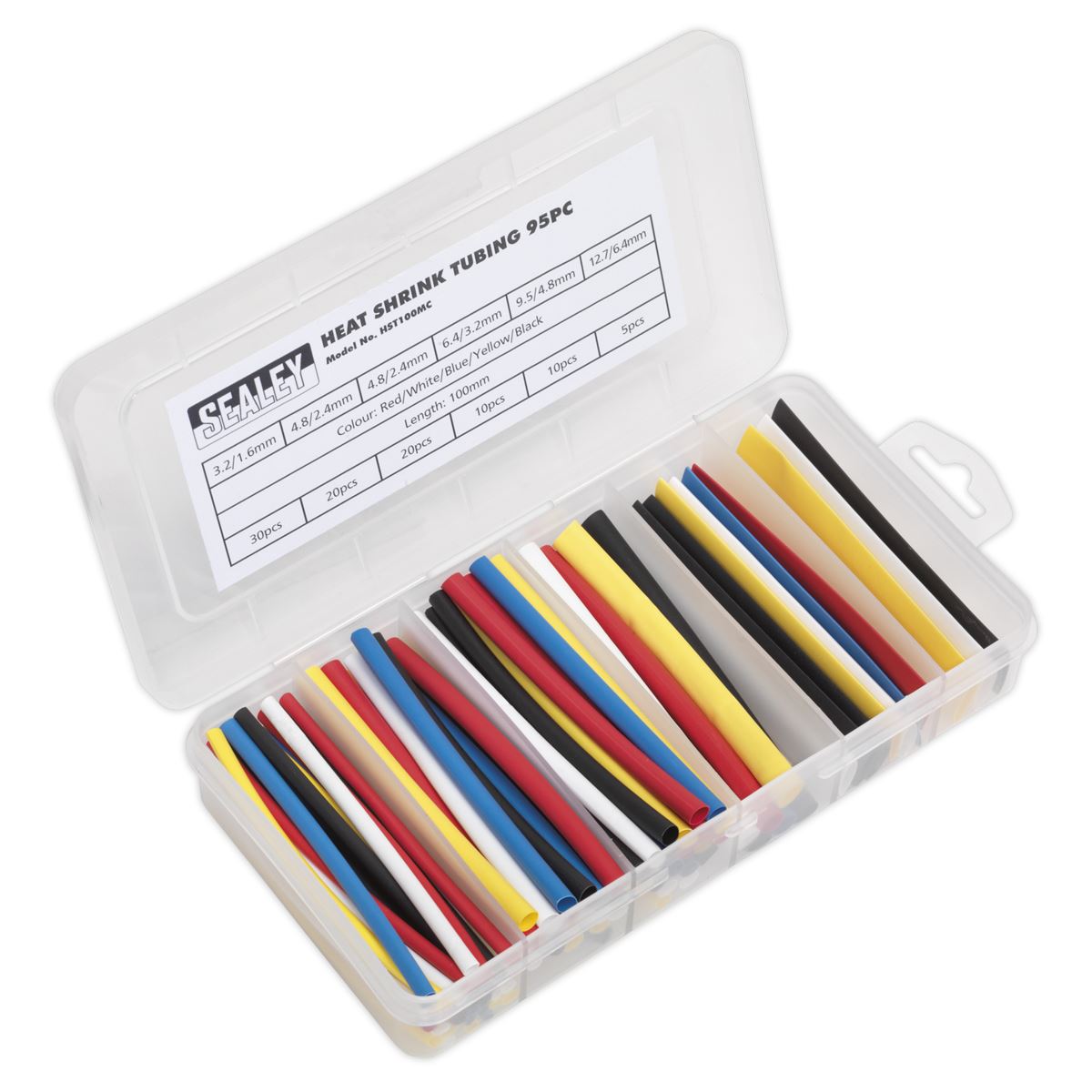 Sealey Heat Shrink Tubing Assortment 95pc 100mm Mixed Colours