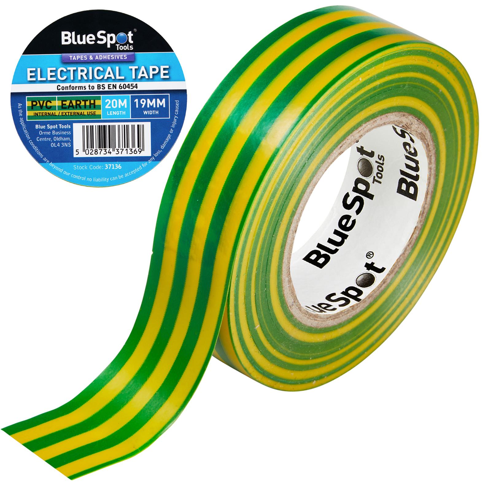 BlueSpot Electrical Insulation Tape Earth (Yellow and Green) PVC 19mm x 20m