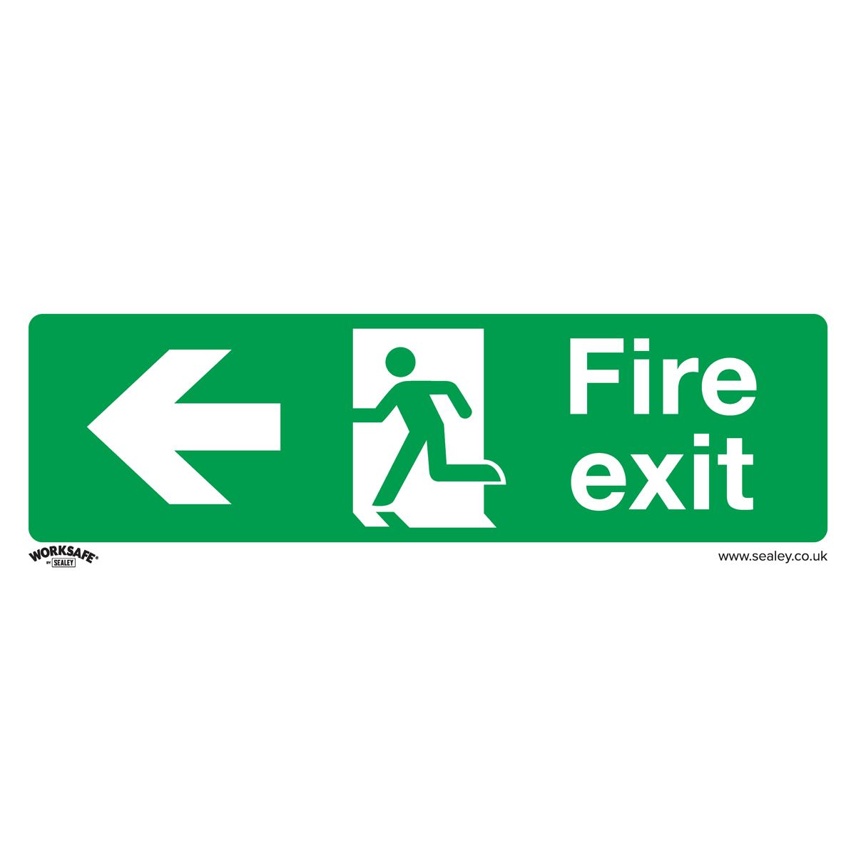 Worksafe by Sealey Safe Conditions Safety Sign - Fire Exit (Left) - Rigid Plastic - Pack of 10