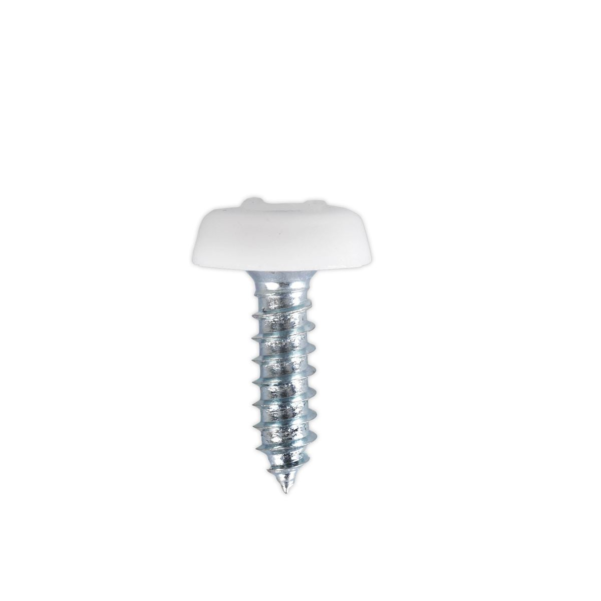 Sealey Numberplate Screw Plastic Enclosed Head 4.8 x 18mm White Pack of 50