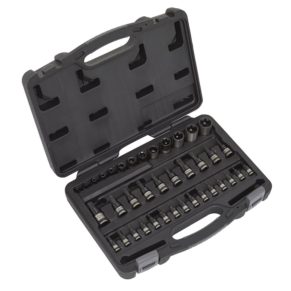Sealey Trx-Star Socket and Security Socket Bit Set Premier Black 38 Piece 1/4" 3/8" 1/2" Drive
