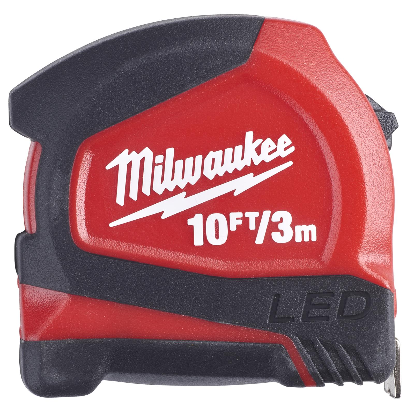 Milwaukee Tape Measure 3m 10ft Metric Imperial with LED Light 12mm Blade Width